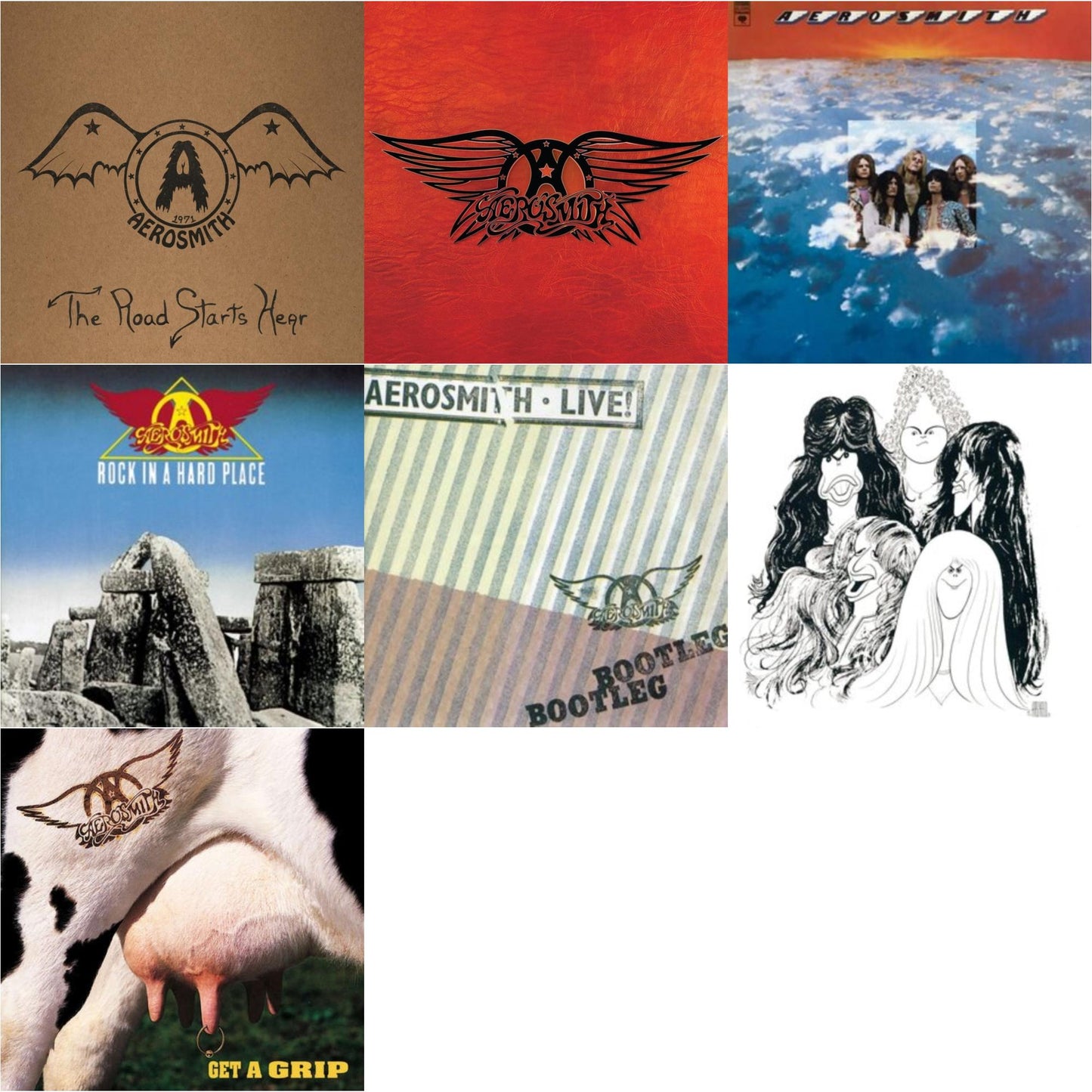 1971: The Road Starts Here & Greatest Hits & Aerosmith & Rock In A Hard Place & Live! Bootleg (2LP) & Draw The Line & Get A Grip