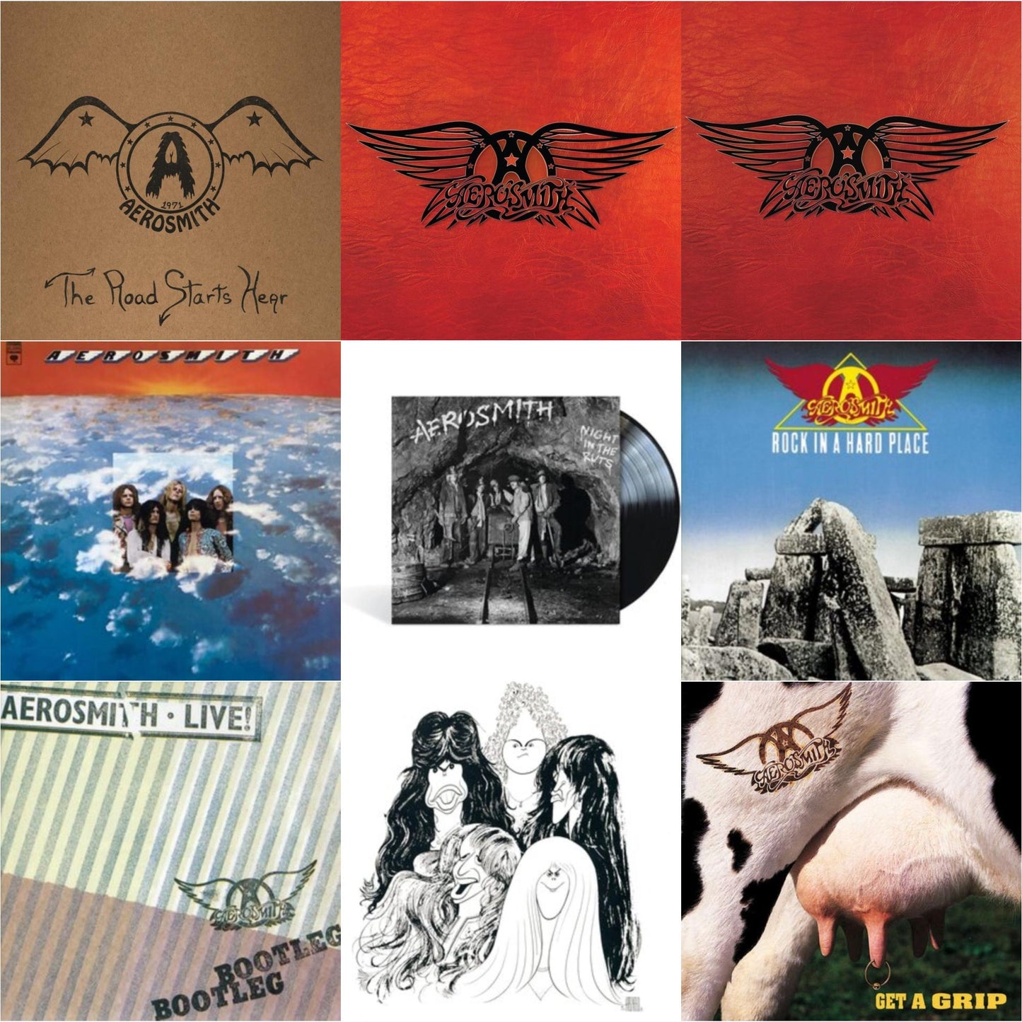 1971: The Road Starts Here & Greatest Hits & Greatest Hits (2LP) & Aerosmith & Night In The Ruts & Rock In A Hard Place & Live! Bootleg (2LP) & Draw The Line & Get A Grip