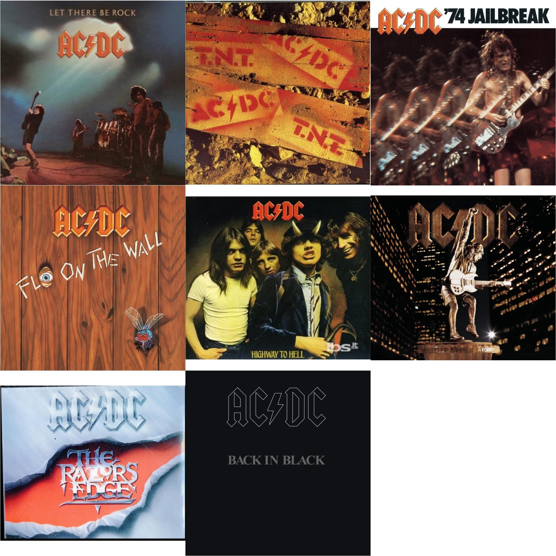 This is a 8 CD SKU bundle.
1.This CD is brand new.Format: CDMusic Style: Hard RockThis item's title is: 74 JailbreakArtist: Ac/DcLabel: EpicBarcode: 696998020023Release Date: 7/1/2003
2.This CD is brand new.