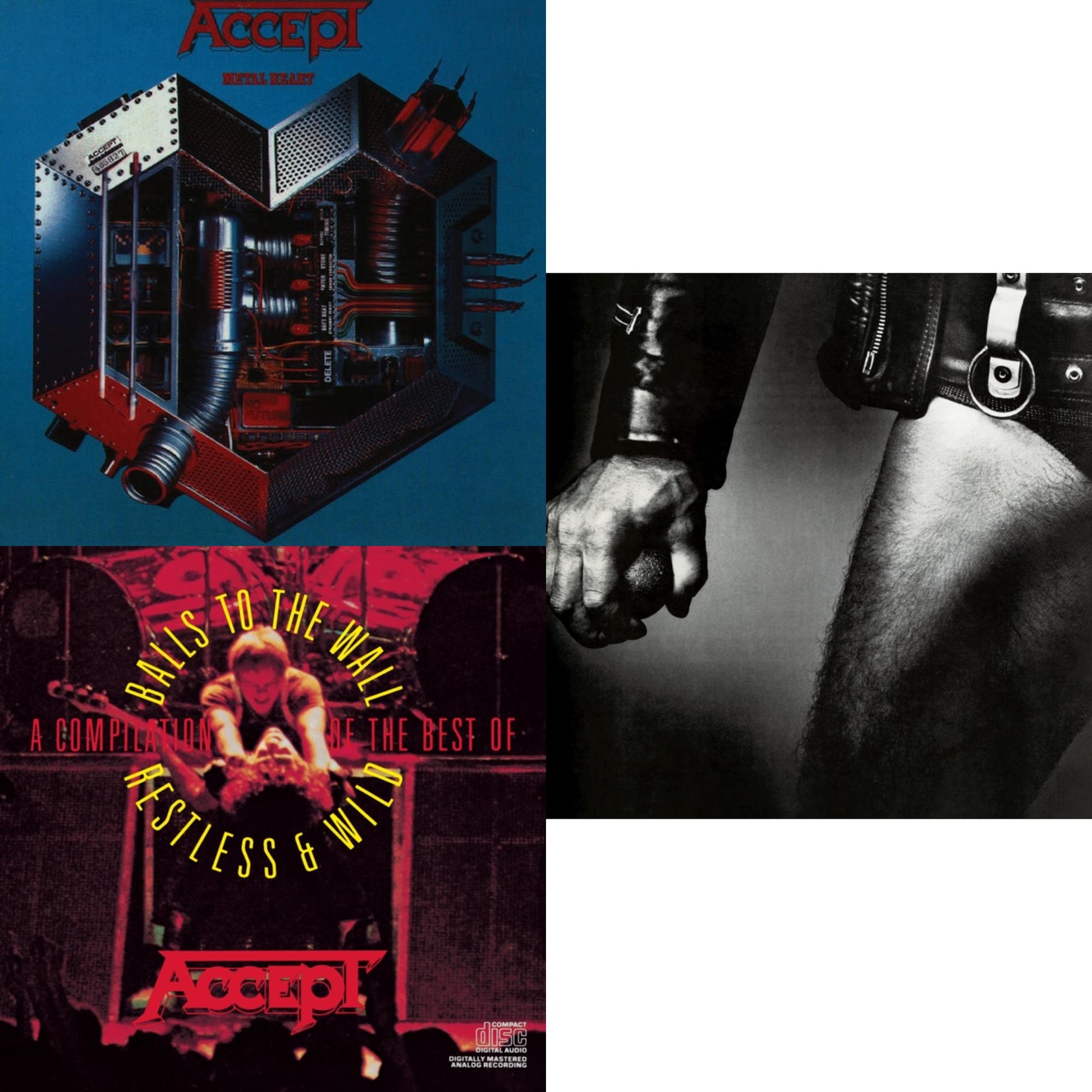 This is a 3 CD SKU bundle.
1.This CD is brand new.Format: CDMusic Style: Heavy MetalThis item's title is: Balls To The WallArtist: AcceptLabel: LEGACYBarcode: 696998575622Release Date: 8/28/2001
2.This CD is brand new.