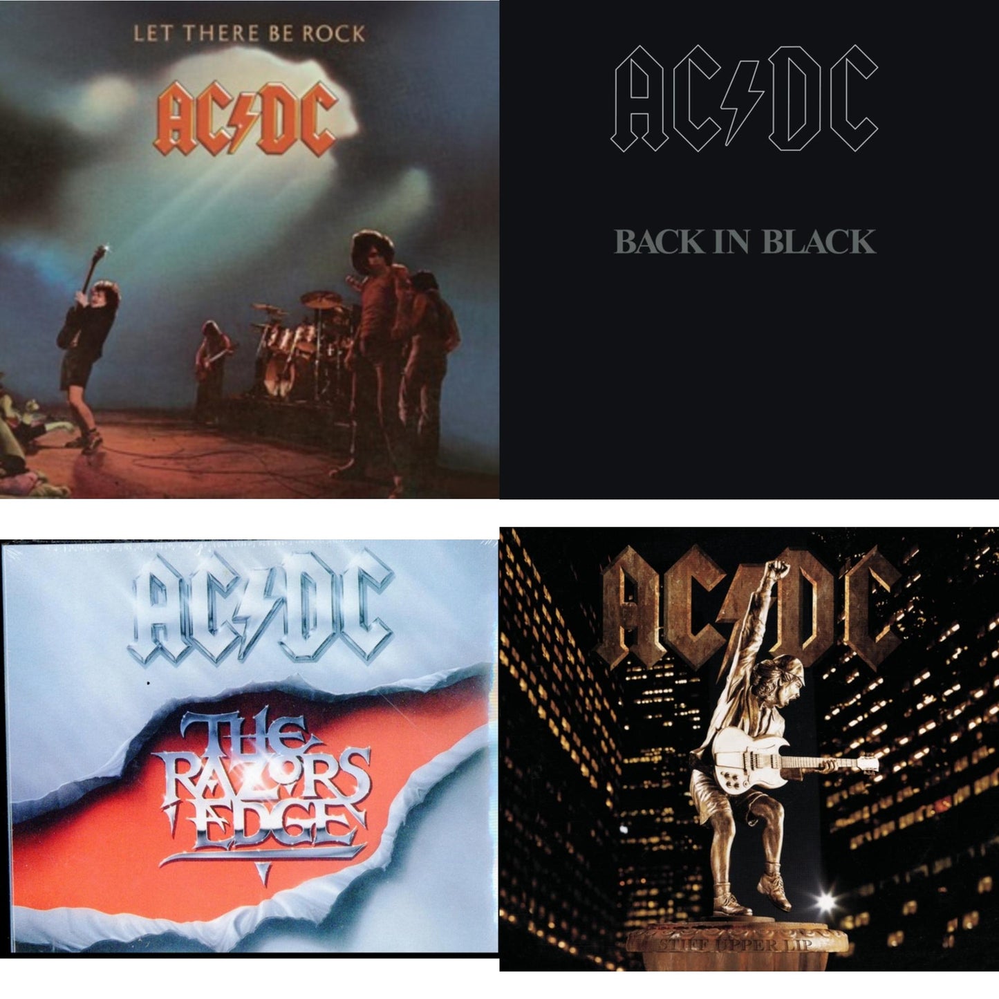 This is a 4 CD SKU bundle.
1.This CD is brand new.Format: CDMusic Style: Hard RockThis item's title is: Let There Be RockArtist: Ac/DcLabel: LEGACYBarcode: 696998020320Release Date: 4/29/2003
2.This CD is brand new.