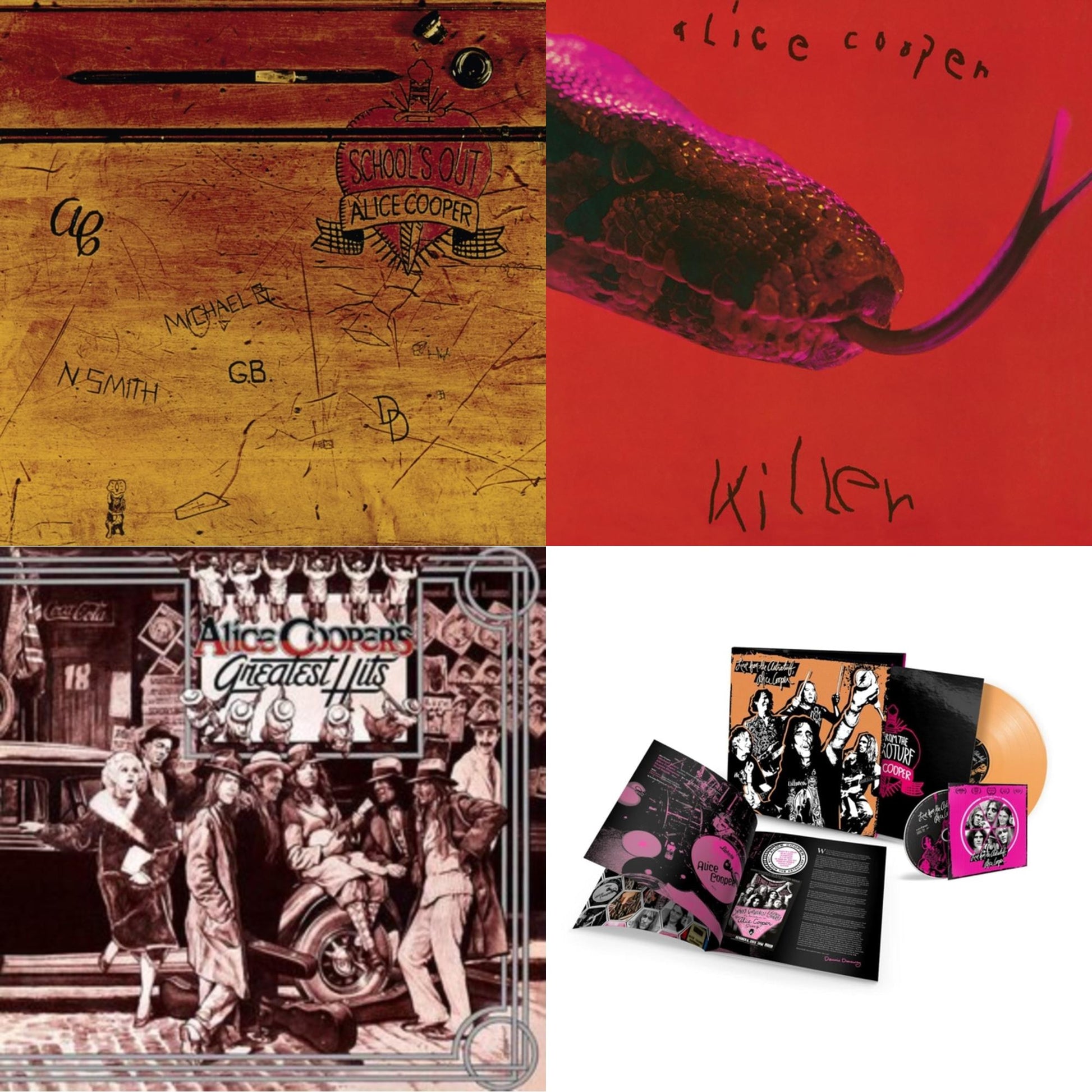 This is a 4 LP Vinyl SKU bundle.
1.This LP Vinyl is brand new.Format: LP VinylMusic Style: Hard RockThis item's title is: School's Out (Expanded & Remastered/3LP)Artist: Alice CooperLabel: RHINO/WARNER RECORDSBarcode: 603497841004Release Date: 6/9/2023
2.This LP Vinyl is brand new.