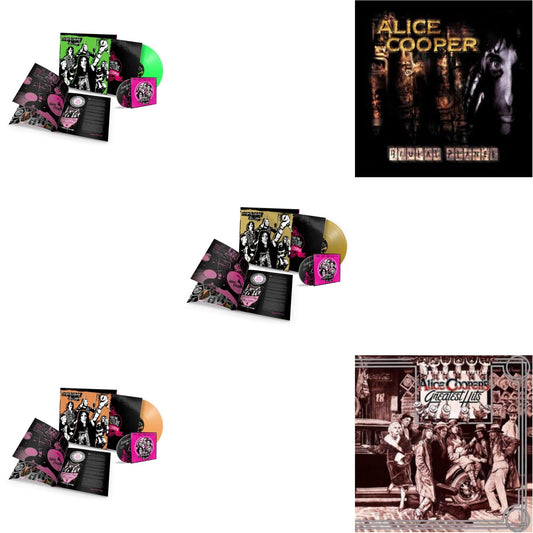 Alice Cooper - Live From The Astroturf (Glow-In-The-Dark LP Vinyl/DVD) & Live From The Astroturf (Apricoot LP Vinyl/DVD) & Live From The Astroturf (Gold LP Vinyl/DVD) & Brutal Planet (2LP/45 RPM/180G/Brutal Brown Vinyl) & Alice Cooper's Greatest Hits