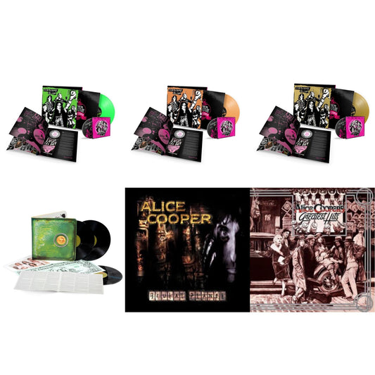 Alice Cooper - Live From The Astroturf (Glow-In-The-Dark LP Vinyl/DVD) & Live From The Astroturf (Apricoot LP Vinyl/DVD) & Live From The Astroturf (Gold LP Vinyl/DVD) & Billion Dollar Babies (50Th Anniversary/Deluxe/3LP) & Brutal Planet (2LP/45