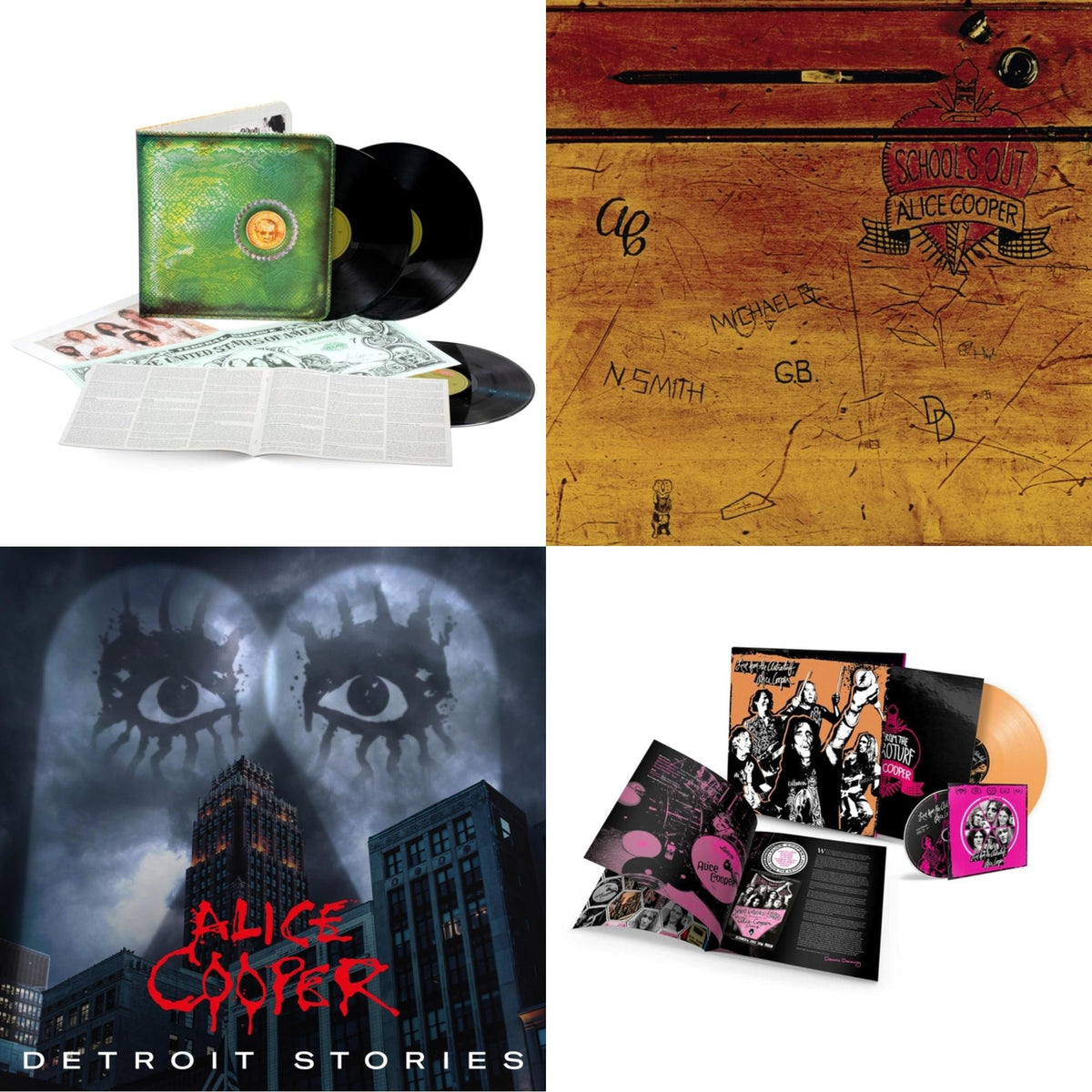 Detroit Stories (2LP) & Live From The Astroturf (Apricoot LP Vinyl/DVD) & Billion Dollar Babies (50Th Anniversary/Deluxe/3LP) & School's Out (Expanded & Remastered/3LP)