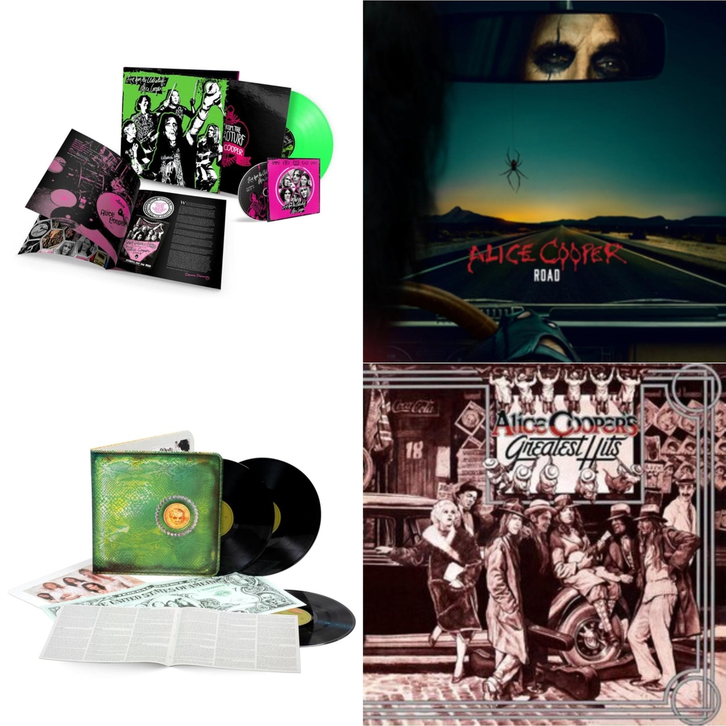 Live From The Astroturf (Glow-In-The-Dark LP Vinyl/DVD) & Road (Orange Marbled Vinyl/2LP/DVD) & Billion Dollar Babies (50Th Anniversary/Deluxe/3LP) & Alice Cooper's Greatest Hits (180G/Limited Anniversary Edition)