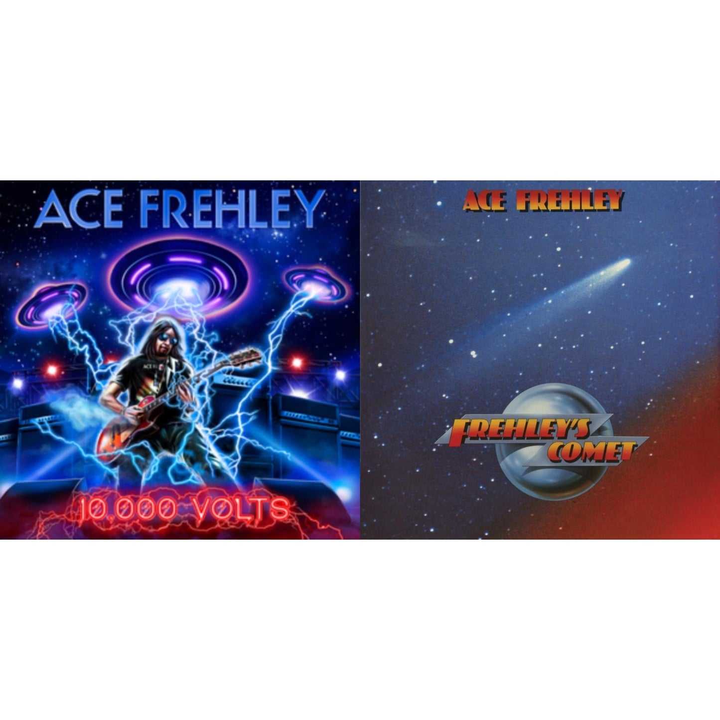 10,000 Volts (Edge Only Splatter/Metal Gym Locker/Red Splatter LP Vinyl) & Frehley's Comet (Red & Blue Hand Poured Effect LP Vinyl)