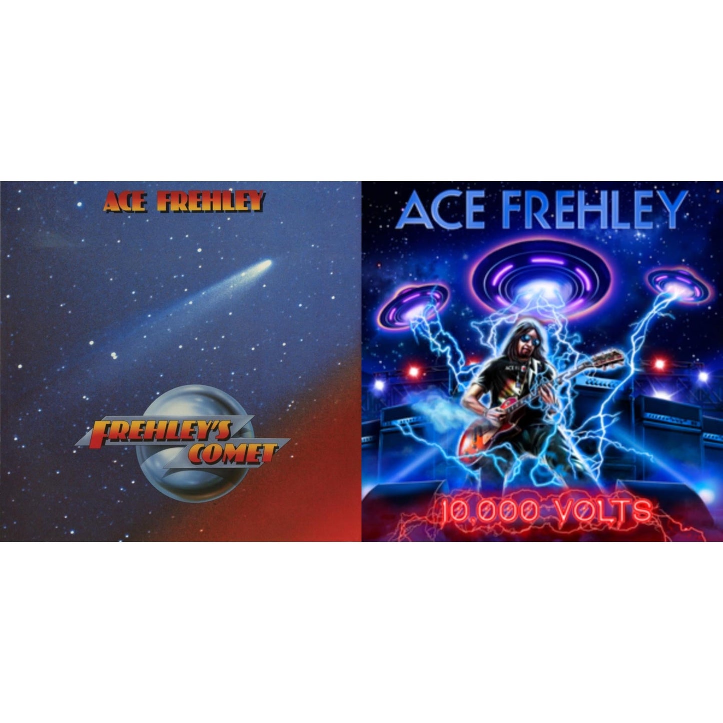 This is a 2 LP Vinyl SKU bundle.
1.This LP Vinyl is brand new.Format: LP VinylMusic Style: Classic RockThis item's title is: 10,000 Volts (Orange Tabby LP Vinyl)Artist: Ace FrehleyLabel: MNRK HeavyBarcode: 634164402990Release Date: 2/23/2024
2.This LP Vinyl is brand new.