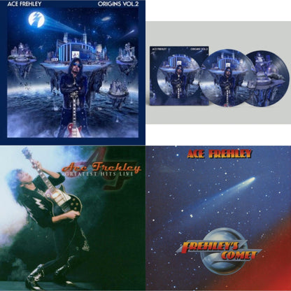 Ace Frehley - Greatest Hits Live & Origins Vol.2 (Blue & White LP Vinyl) & Origins: Vol. 2 (Picture Disc) & Frehley's Comet (Red & Blue Hand Poured Effect LP Vinyl)