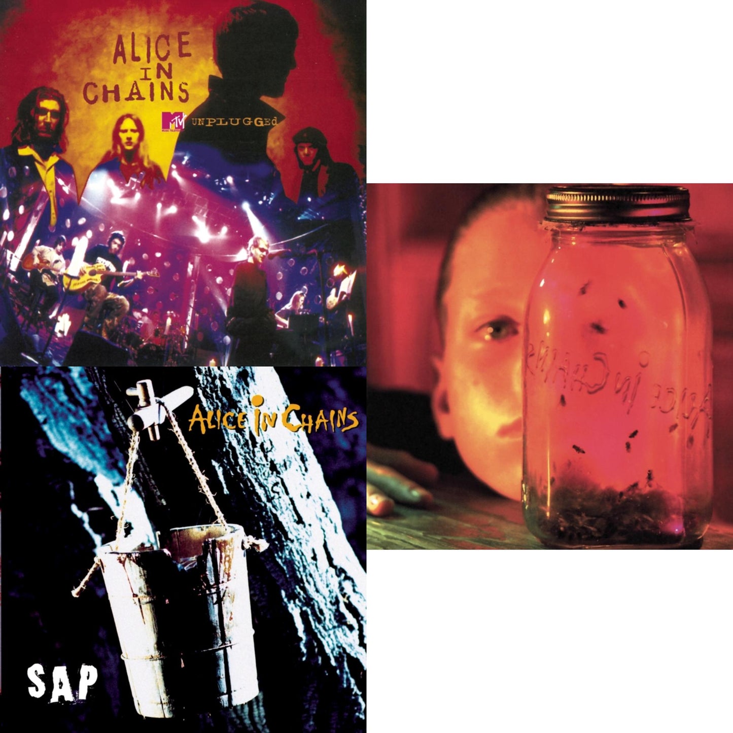 This is a 3 CD SKU bundle.
1.This CD is brand new.Format: CDMusic Style: BreakbeatThis item's title is: Jar Of FliesArtist: Alice In ChainsLabel: LEGACYBarcode: 074645762821Release Date: 1/25/1994
2.This CD is brand new.