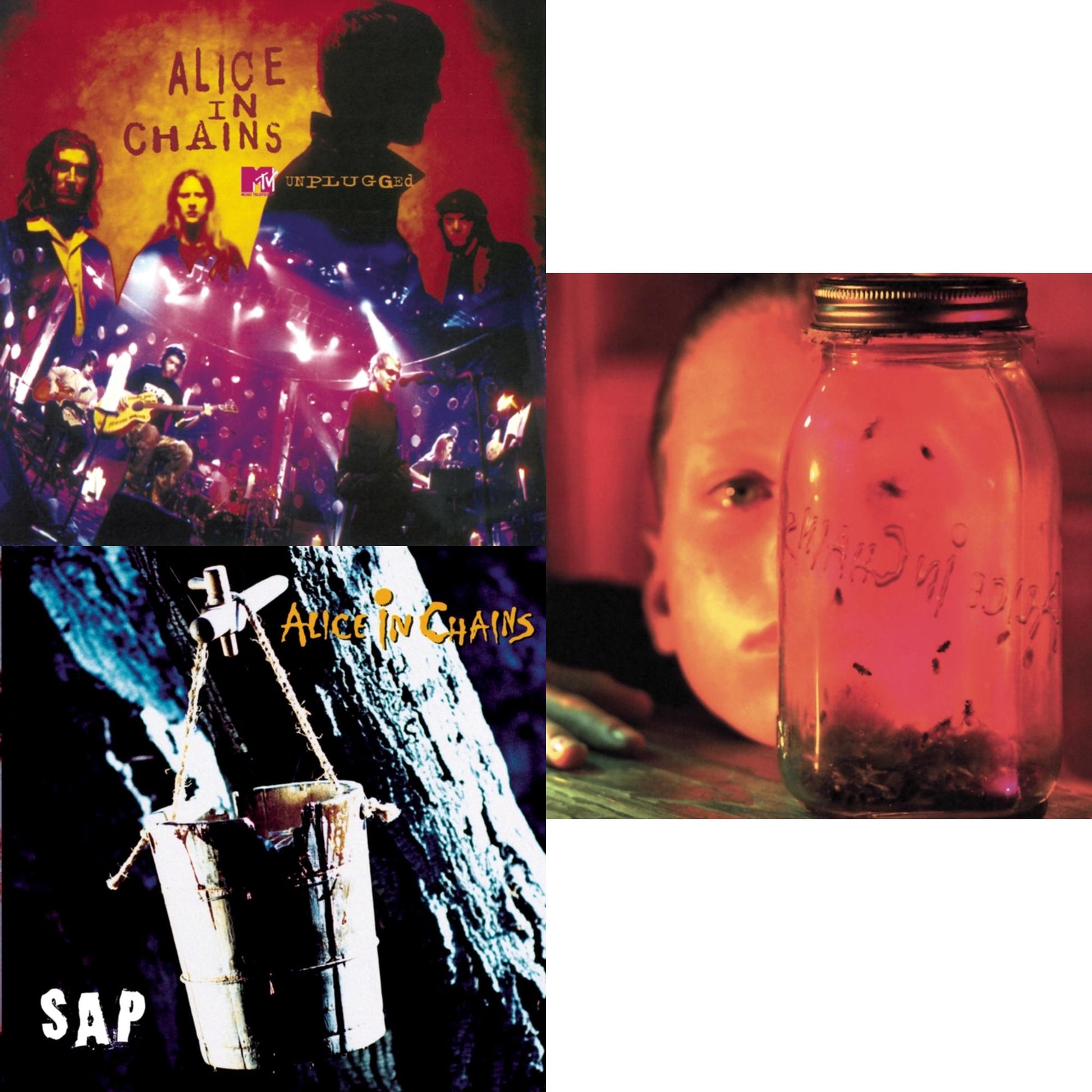 This is a 3 CD SKU bundle.
1.This CD is brand new.Format: CDMusic Style: BreakbeatThis item's title is: Jar Of FliesArtist: Alice In ChainsLabel: LEGACYBarcode: 074645762821Release Date: 1/25/1994
2.This CD is brand new.