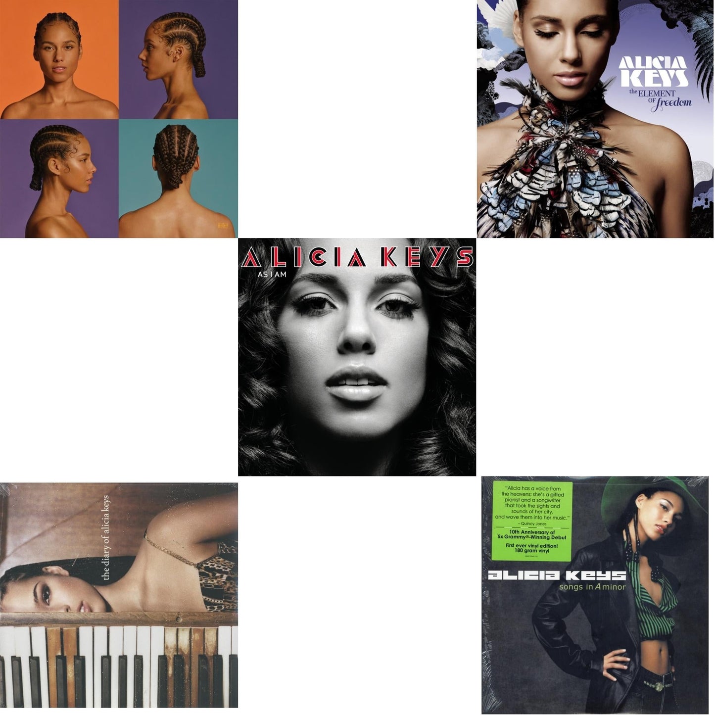 Alicia (White Vinyl/2LP) & Diary Of Alicia Keys & As I Am (Red LP Vinyl) & Element Of Freedom (2LP/Lilac Vinyl) & Songs In A Minor (2LP/180G)