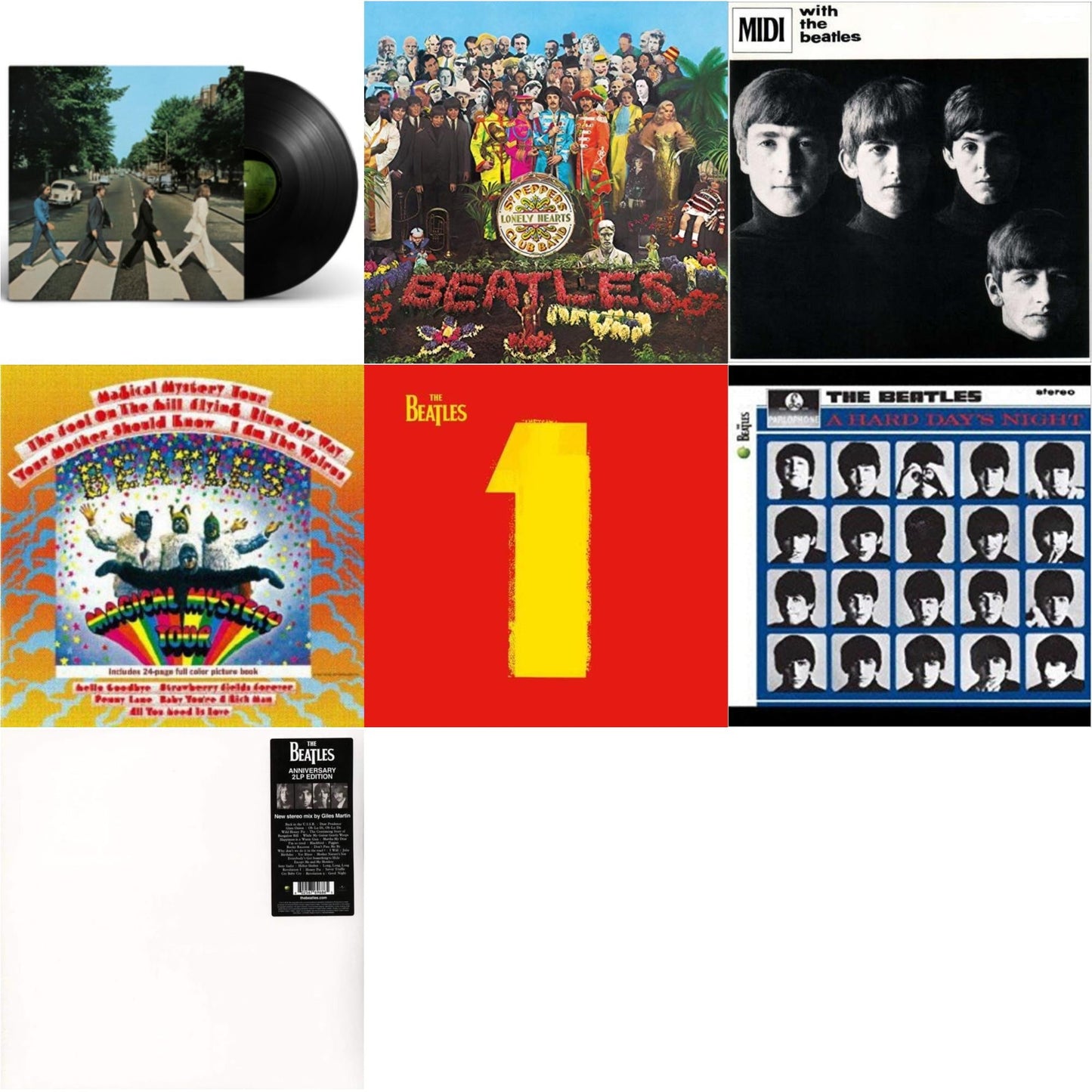 Hard Day's Night & With The Beatles & Magical Mystery Tour & 1 (2015 Reissue) & Sgt. Pepper's Lonely Hearts Club Band (2017 Stereo Mix/180G/Original Stencils) & Beatles (The White Album) (2LP) & Abbey Road Anniversary