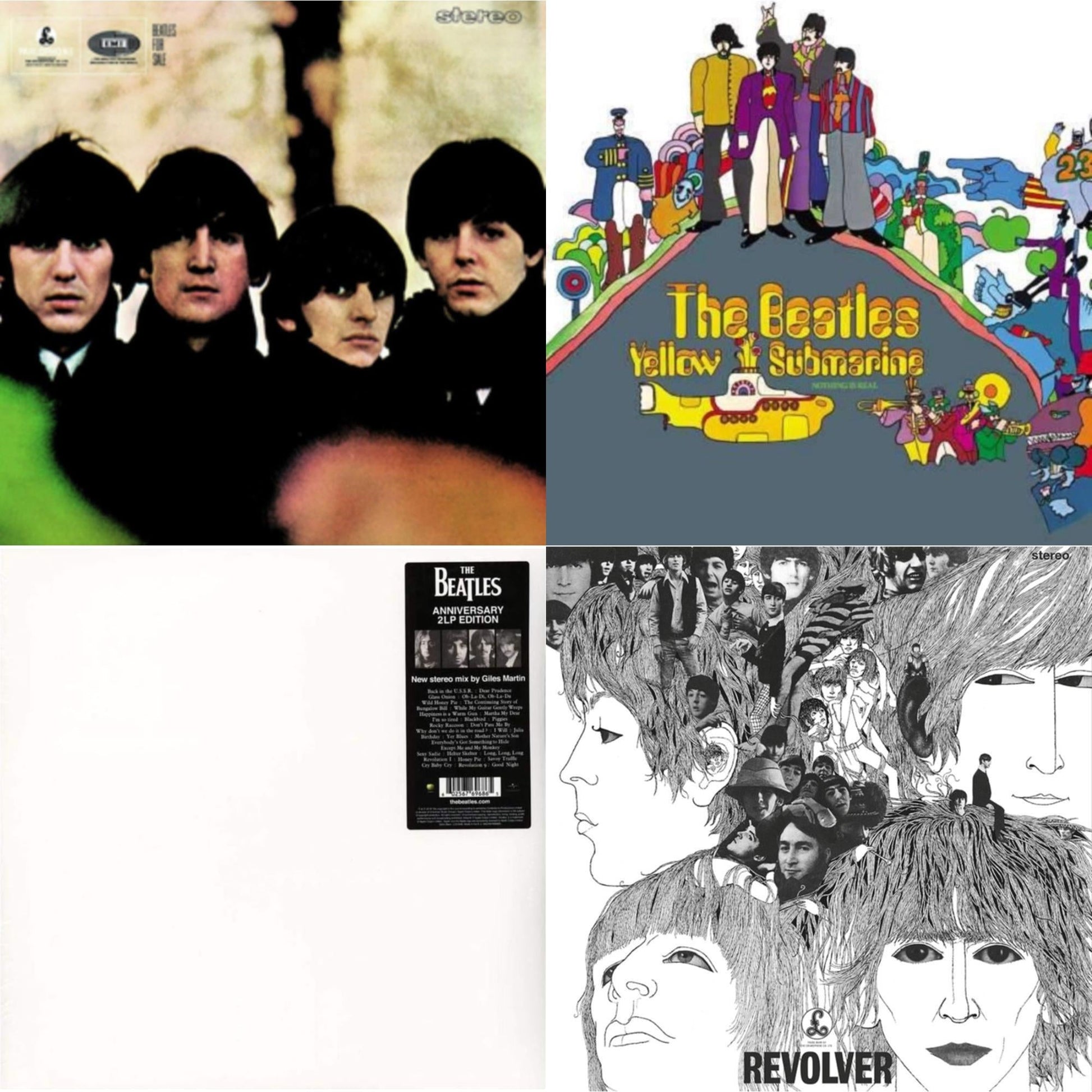 This is a 4 LP Vinyl SKU bundle.
1.This LP Vinyl is brand new.Format: LP VinylMusic Style: Rock & RollThis item's title is: Beatles For SaleArtist: BeatlesLabel: UMEBarcode: 094638241416Release Date: 11/13/2012
2.This LP Vinyl is brand new.