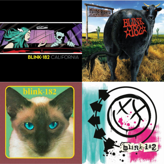 This is a 4 LP Vinyl SKU bundle.
1.This LP Vinyl is brand new.Format: LP VinylMusic Style: Pop PunkThis item's title is: California (Deluxe/2LP/180G)Artist: Blink-182Label: R MBarcode: 4050538282894Release Date: 5/19/2017
2.This LP Vinyl is brand new.