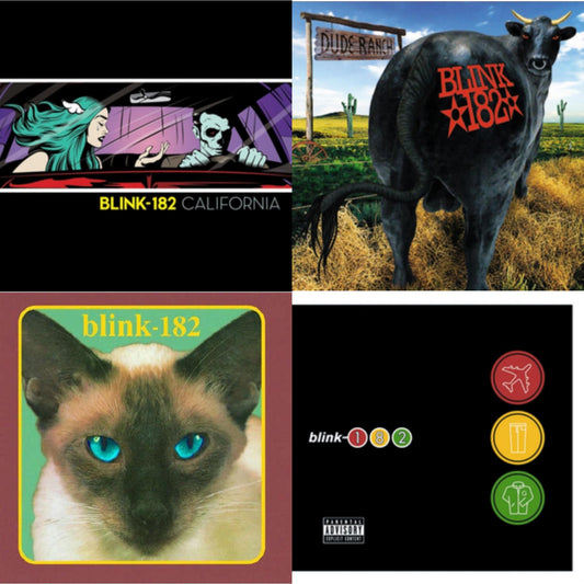 This is a 4 LP Vinyl SKU bundle.
1.This LP Vinyl is brand new.Format: LP VinylMusic Style: Pop PunkThis item's title is: California (Deluxe/2LP/180G)Artist: Blink-182Label: R MBarcode: 4050538282894Release Date: 5/19/2017
2.This LP Vinyl is brand new.