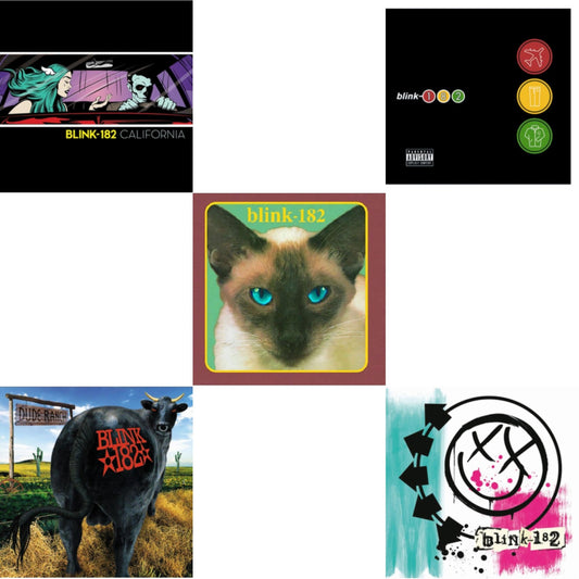 This is a 5 LP Vinyl SKU bundle.
1.This LP Vinyl is brand new.Format: LP VinylMusic Style: Pop PunkThis item's title is: California (Deluxe/2LP/180G)Artist: Blink-182Label: R MBarcode: 4050538282894Release Date: 5/19/2017
2.This LP Vinyl is brand new.