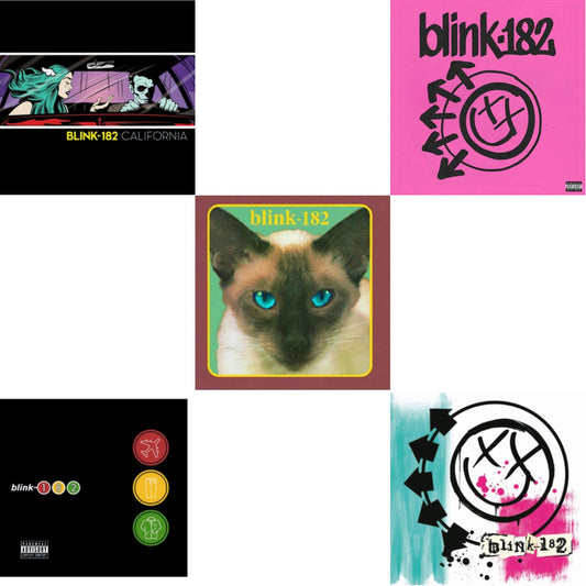 This is a 5 LP Vinyl SKU bundle.
1.This LP Vinyl is brand new.Format: LP VinylMusic Style: Pop PunkThis item's title is: California (Deluxe/2LP/180G)Artist: Blink-182Label: R MBarcode: 4050538282894Release Date: 5/19/2017
2.This LP Vinyl is brand new.