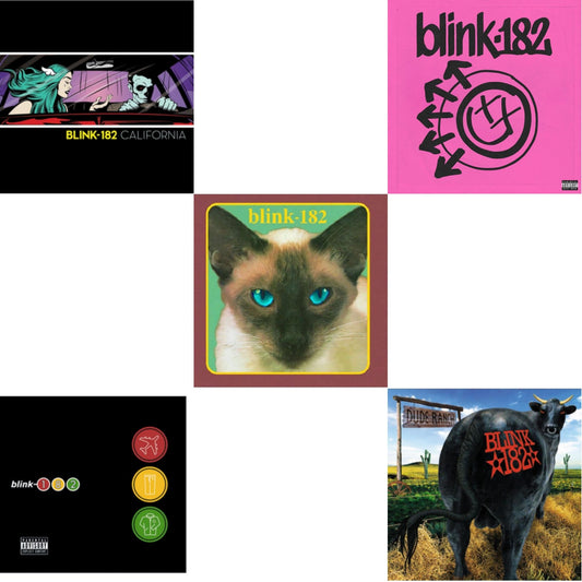 This is a 5 LP Vinyl SKU bundle.
1.This LP Vinyl is brand new.Format: LP VinylMusic Style: Pop PunkThis item's title is: California (Deluxe/2LP/180G)Artist: Blink-182Label: R MBarcode: 4050538282894Release Date: 5/19/2017
2.This LP Vinyl is brand new.