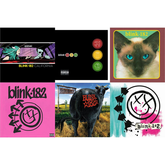 This is a 6 LP Vinyl SKU bundle.
1.This LP Vinyl is brand new.Format: LP VinylMusic Style: Pop PunkThis item's title is: California (Deluxe/2LP/180G)Artist: Blink-182Label: R MBarcode: 4050538282894Release Date: 5/19/2017
2.This LP Vinyl is brand new.