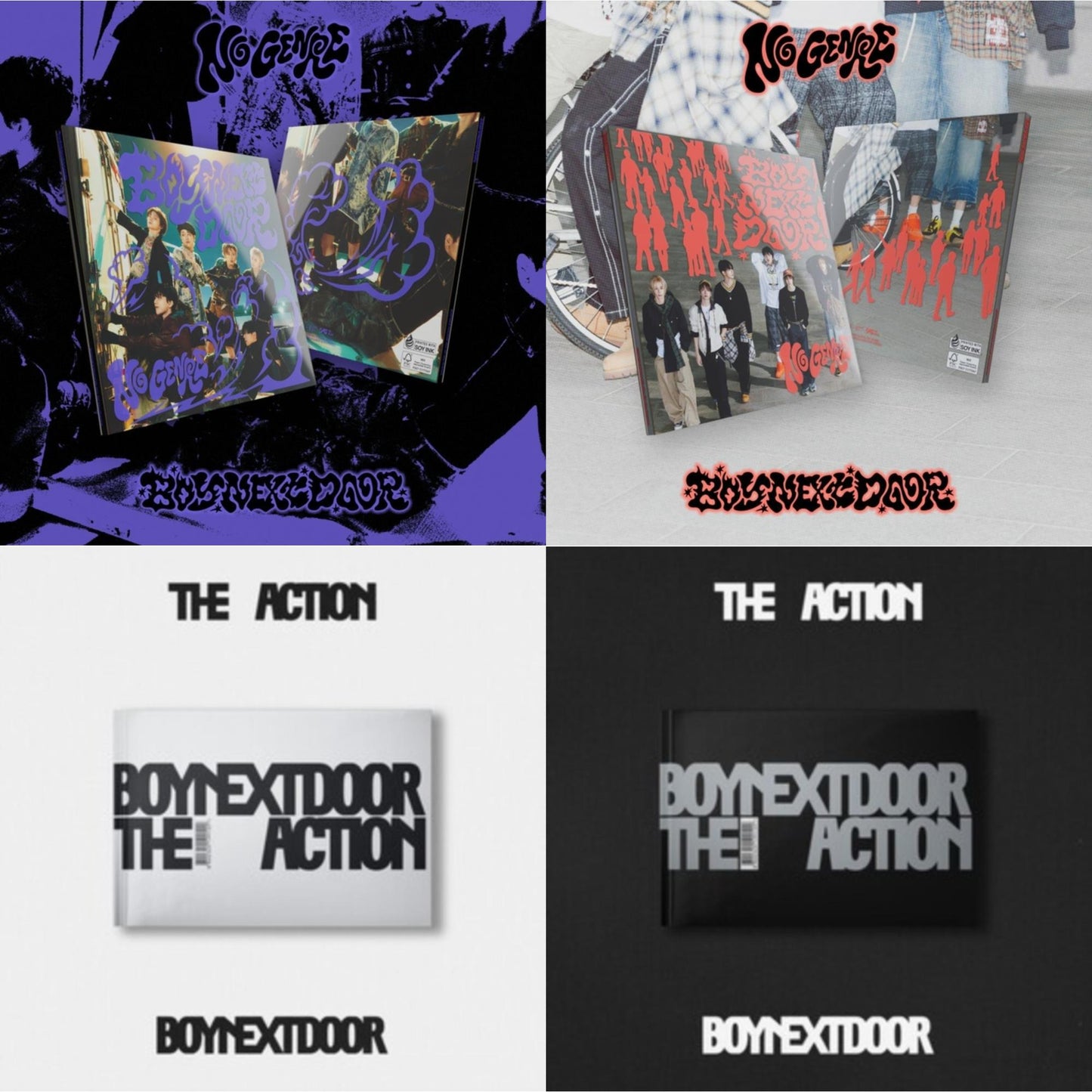No Genre (Boynextdoor 4Th Ep) (No Matter Ver.) & No Genre (Boynextdoor 4Th Ep) (No Route Ver.) & Action Boynextdoor 5Th Ep (Loading Ver.) & Action Boynextdoor 5Th Ep (Pause Ver.)