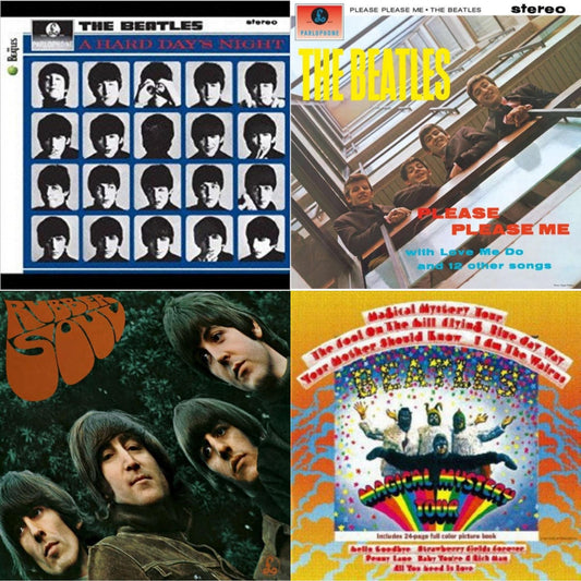 This is a 4 LP Vinyl SKU bundle.
1.This LP Vinyl is brand new.Format: LP VinylMusic Style: SoundtrackThis item's title is: Hard Day's NightArtist: BeatlesLabel: UMEBarcode: 094638241317Release Date: 11/13/2012
2.This LP Vinyl is brand new.