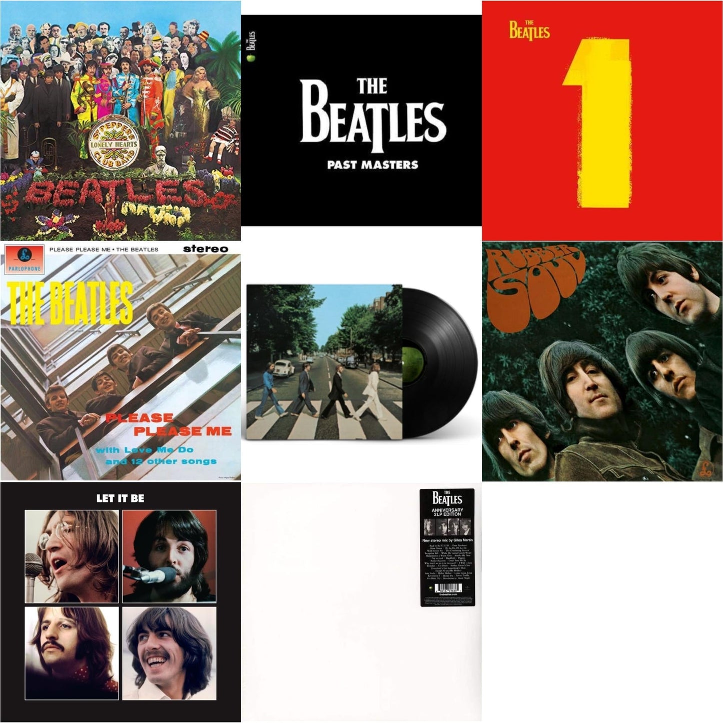 Please Please Me & Rubber Soul & Past Masters 1 & 2 & Let It Be Special Edition & 1 (2015 Reissue) & Sgt. Pepper's Lonely Hearts Club Band (2017 Stereo Mix/180G/Original Stencils) & Beatles (The White Album) (2LP) & Abbey Road Anniversary