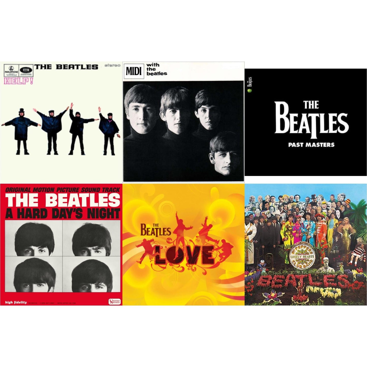 Help & With The Beatles & Past Masters 1 & 2 & Hard Day's Night (Ost)  & Love  & Sgt. Pepper's Lonely Hearts Club Band (2017 Stereo Mix/180G/Original Stencils)