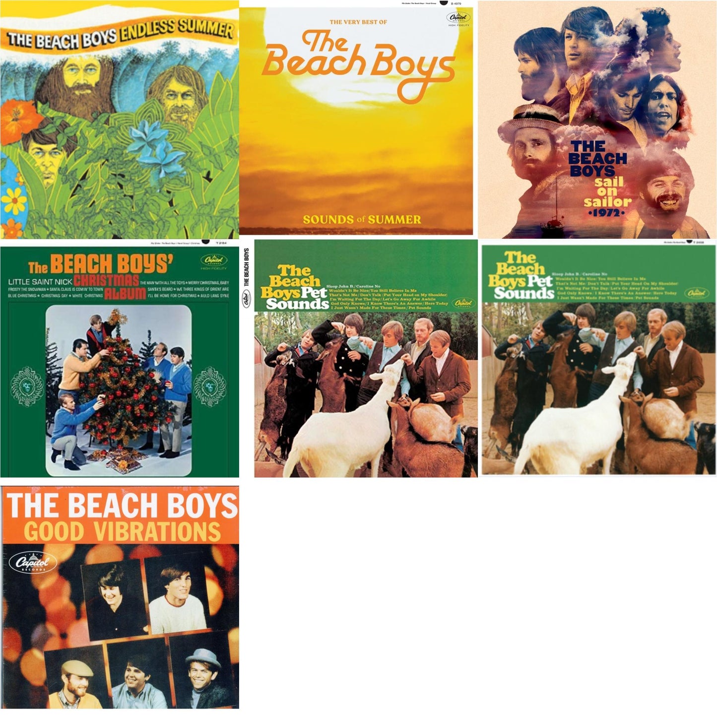 Endless Summer & Sounds Of Summer: The Very Best Of The Beach Boys (Remastered/2LP) & Sail On Sailor (2LP/7Inch) & Beach Boys' Christmas Album (Mono) & Pet Sounds (Mono) & Pet Sounds (Stereo) & Good Vibrations (Orange/Yellow Swirl-Marble LP Vinyl)