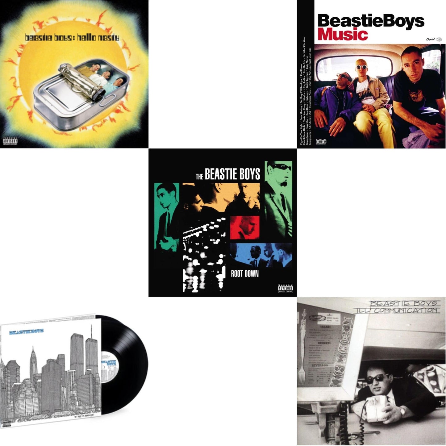 This is a 5 LP Vinyl SKU bundle.
1.This LP Vinyl is brand new.Format: LP VinylMusic Style: Boom BapThis item's title is: Ill CommunicationArtist: Beastie BoysLabel: CAPITOLBarcode: 5099969423215Release Date: 7/14/2009
2.This LP Vinyl is brand new.