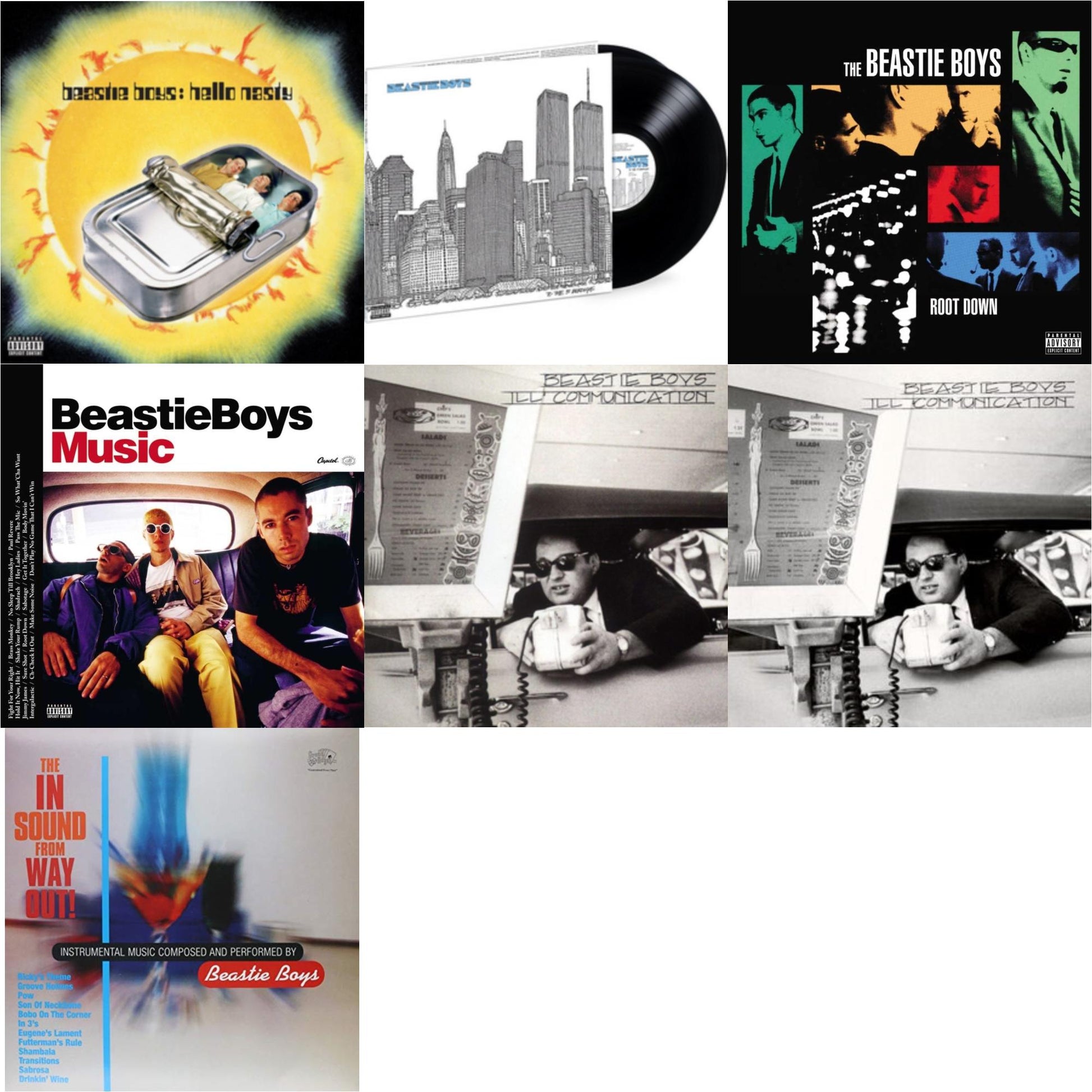 This is a 7 LP Vinyl SKU bundle.
1.This LP Vinyl is brand new.Format: LP VinylMusic Style: Boom BapThis item's title is: Ill CommunicationArtist: Beastie BoysLabel: CAPITOLBarcode: 5099969423215Release Date: 7/14/2009
2.This LP Vinyl is brand new.