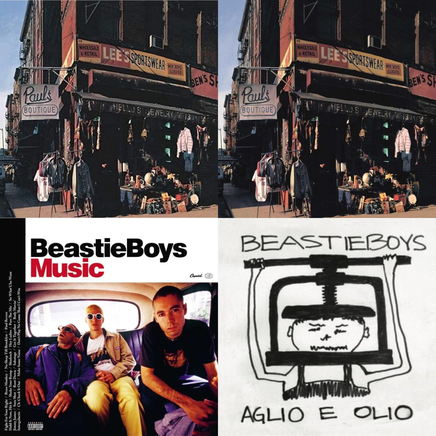 This is a 4 LP Vinyl SKU bundle.
1.This LP Vinyl is brand new.Format: LP VinylMusic Style: Boom BapThis item's title is: Paul's Boutique (20Th Anniversary)Artist: Beastie BoysLabel: Capitol RecordsBarcode: 5099969330018Release Date: 2/10/2009
2.This LP Vinyl is brand new.