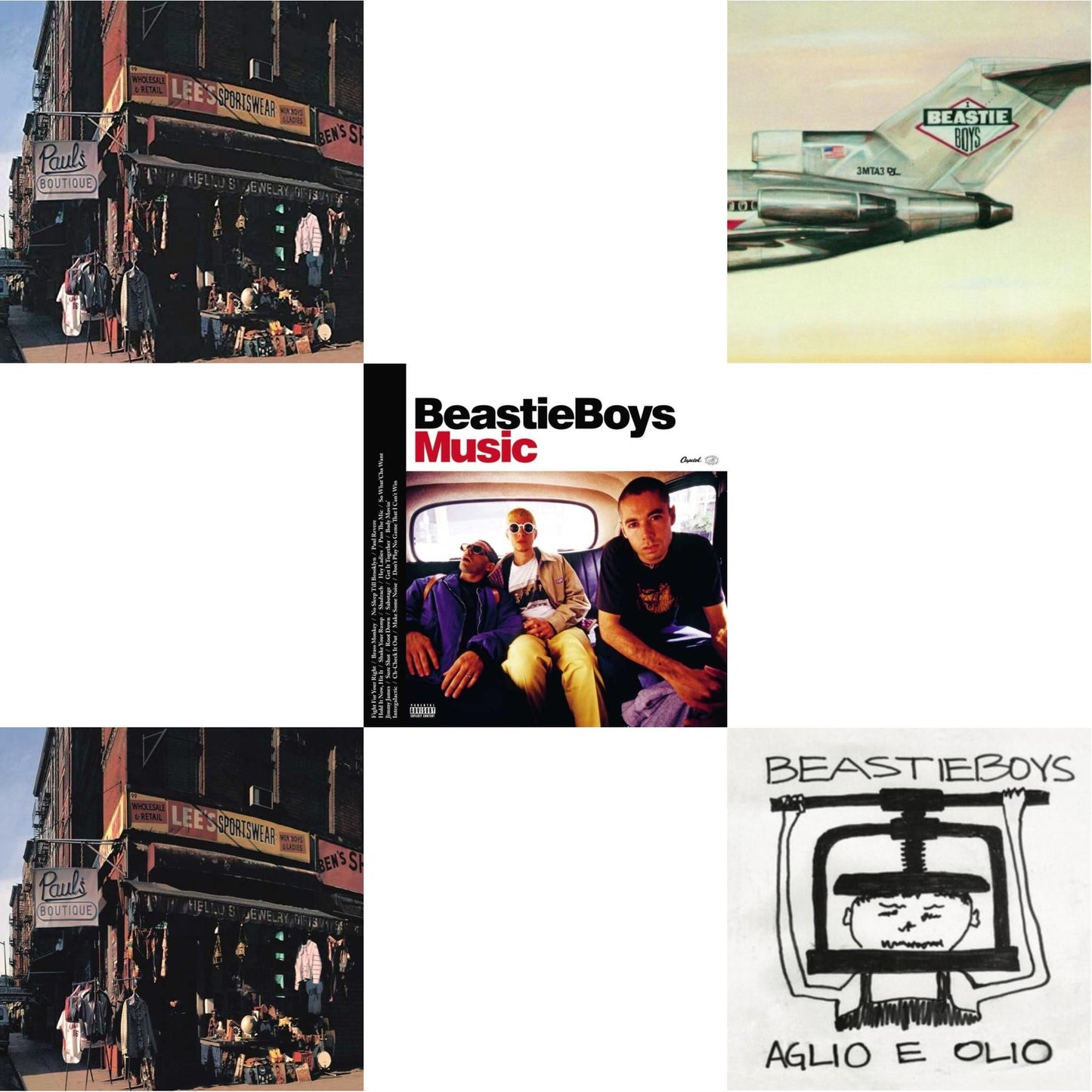 This is a 5 LP Vinyl SKU bundle.
1.This LP Vinyl is brand new.Format: LP VinylMusic Style: Boom BapThis item's title is: Paul's Boutique (20Th Anniversary)Artist: Beastie BoysLabel: Capitol RecordsBarcode: 5099969330018Release Date: 2/10/2009
2.This LP Vinyl is brand new.