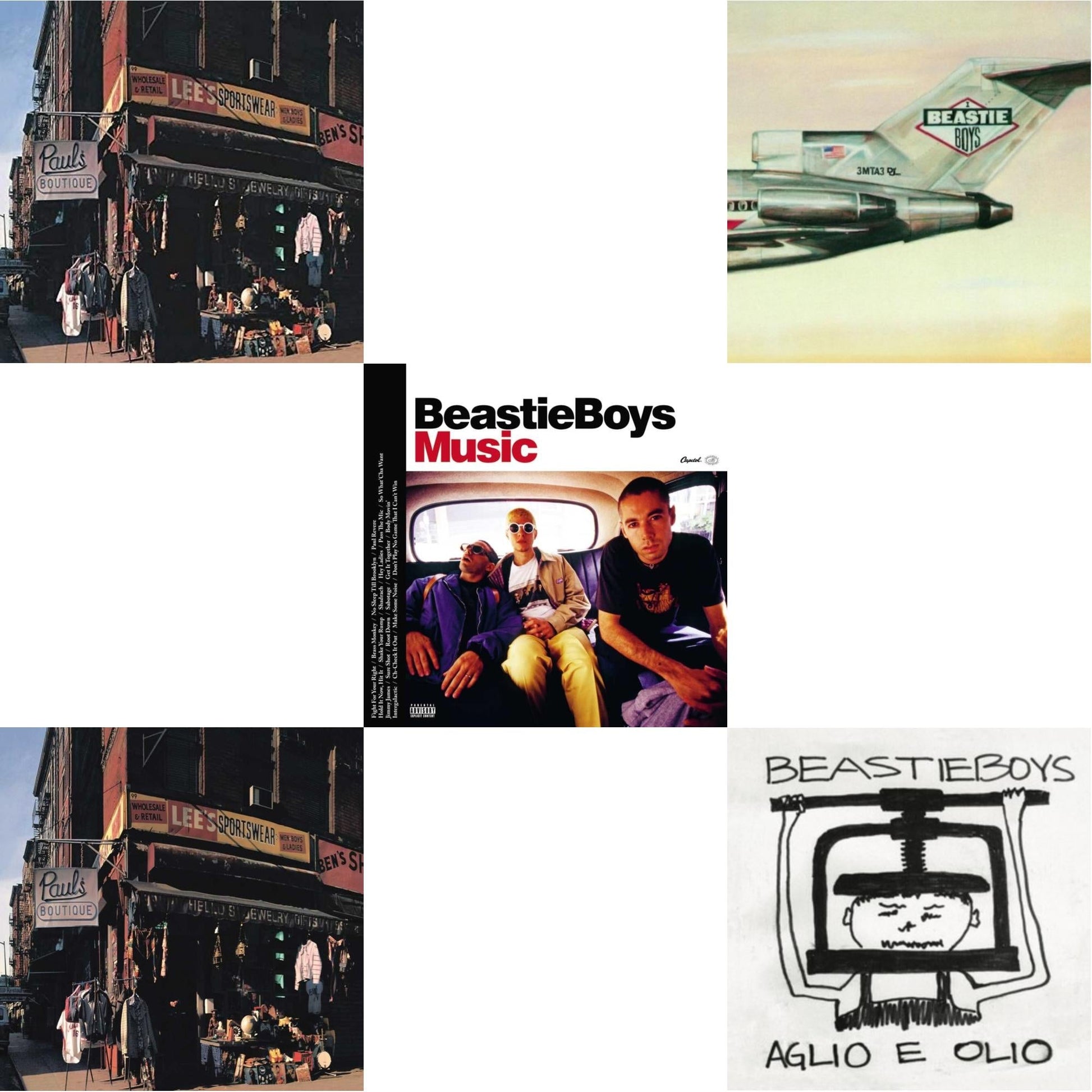 This is a 5 LP Vinyl SKU bundle.
1.This LP Vinyl is brand new.Format: LP VinylMusic Style: Boom BapThis item's title is: Paul's Boutique (20Th Anniversary)Artist: Beastie BoysLabel: Capitol RecordsBarcode: 5099969330018Release Date: 2/10/2009
2.This LP Vinyl is brand new.