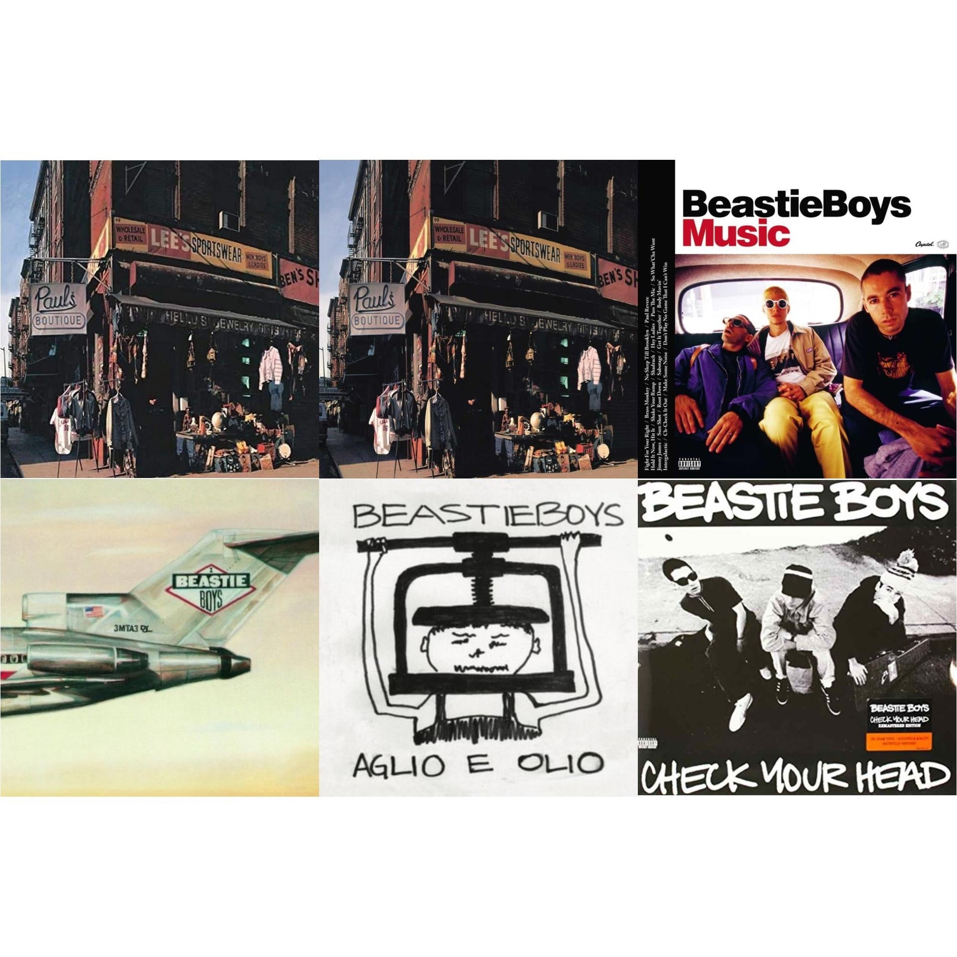 This is a 6 LP Vinyl SKU bundle.
1.This LP Vinyl is brand new.Format: LP VinylMusic Style: Boom BapThis item's title is: Paul's Boutique (20Th Anniversary)Artist: Beastie BoysLabel: Capitol RecordsBarcode: 5099969330018Release Date: 2/10/2009
2.This LP Vinyl is brand new.