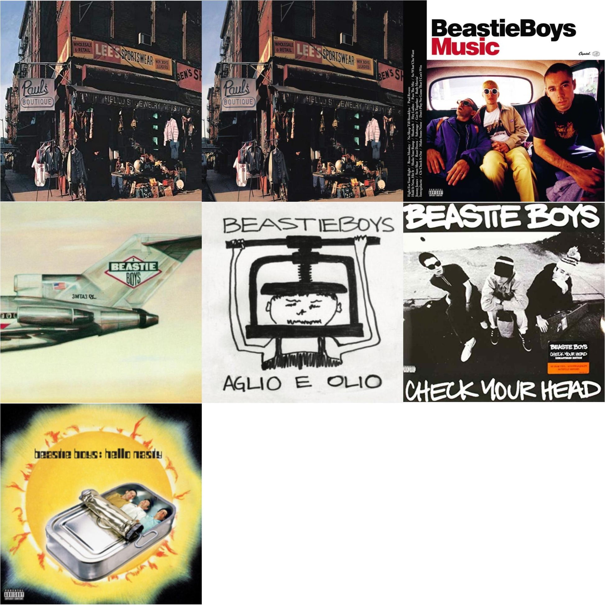 This is a 7 LP Vinyl SKU bundle.
1.This LP Vinyl is brand new.Format: LP VinylMusic Style: Boom BapThis item's title is: Paul's Boutique (20Th Anniversary)Artist: Beastie BoysLabel: Capitol RecordsBarcode: 5099969330018Release Date: 2/10/2009
2.This LP Vinyl is brand new.