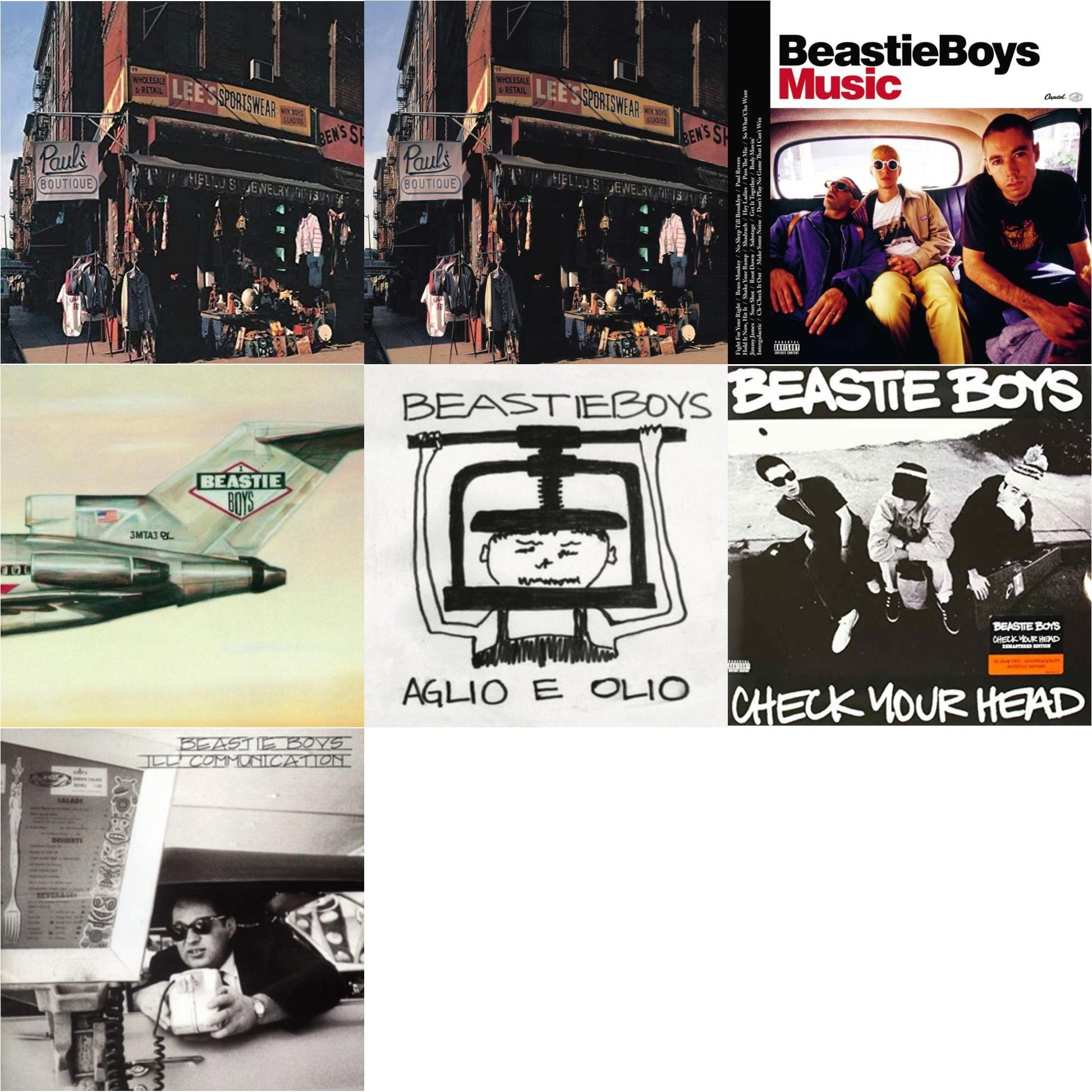This is a 7 LP Vinyl SKU bundle.
1.This LP Vinyl is brand new.Format: LP VinylMusic Style: Boom BapThis item's title is: Paul's Boutique (20Th Anniversary)Artist: Beastie BoysLabel: Capitol RecordsBarcode: 5099969330018Release Date: 2/10/2009
2.This LP Vinyl is brand new.