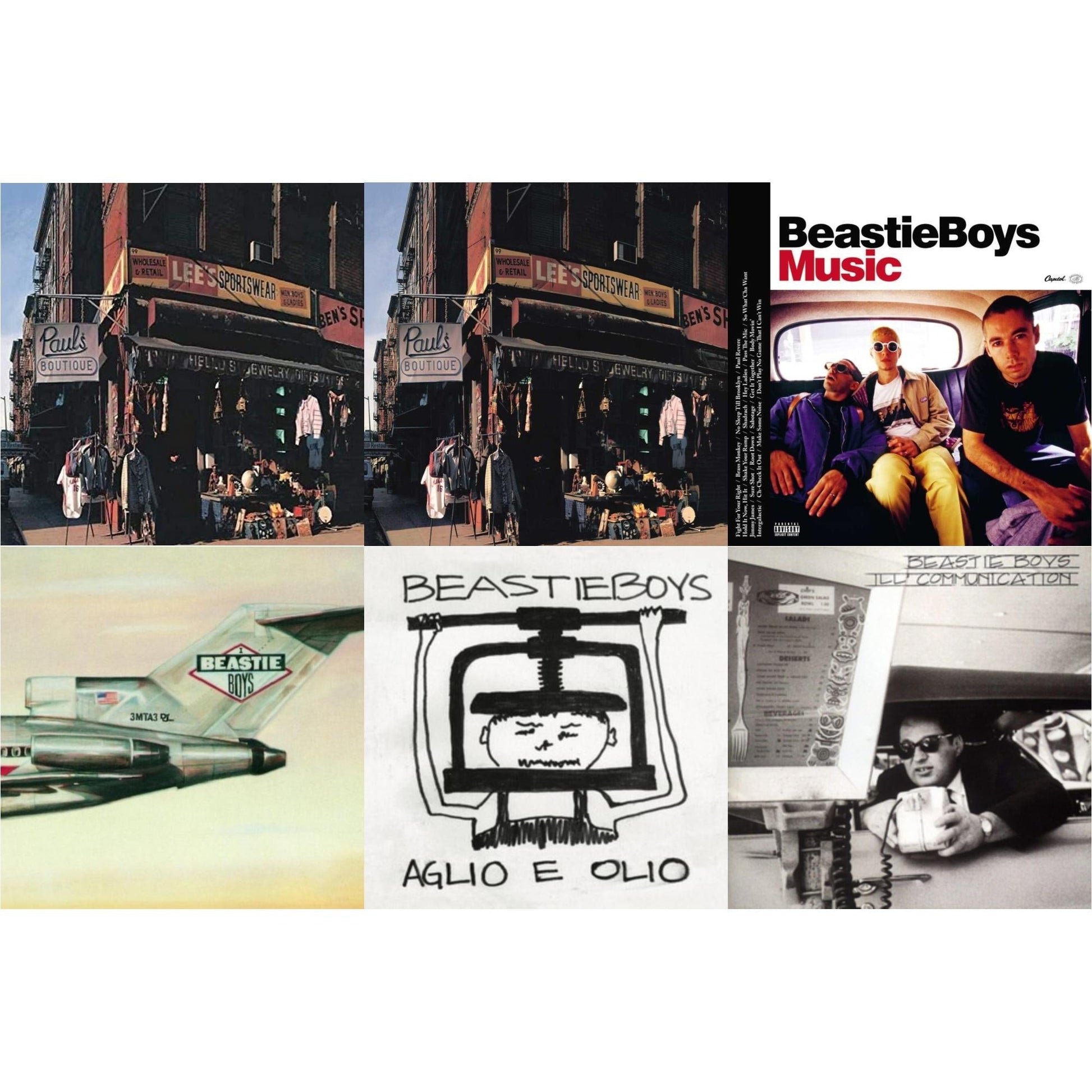 This is a 6 LP Vinyl SKU bundle.
1.This LP Vinyl is brand new.Format: LP VinylMusic Style: Boom BapThis item's title is: Paul's Boutique (20Th Anniversary)Artist: Beastie BoysLabel: Capitol RecordsBarcode: 5099969330018Release Date: 2/10/2009
2.This LP Vinyl is brand new.