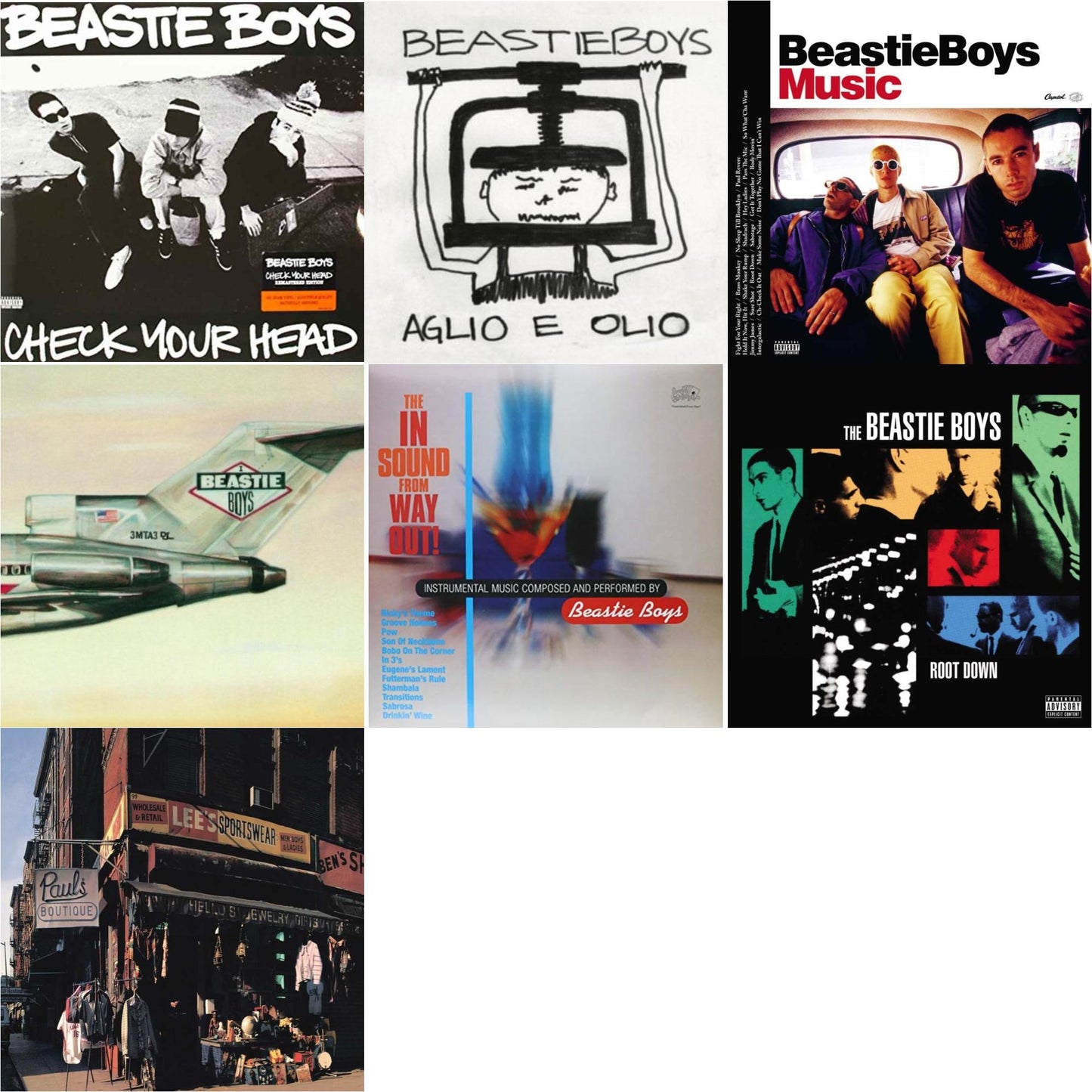 Check Your Head & Aglio E Olio & Beastie Boys Music (2LP) & Licensed To Ill (30Th Anniversary Edition) & In Sound From Way Out (180G) & Root Down Ep & Paul's Boutique (2LP)