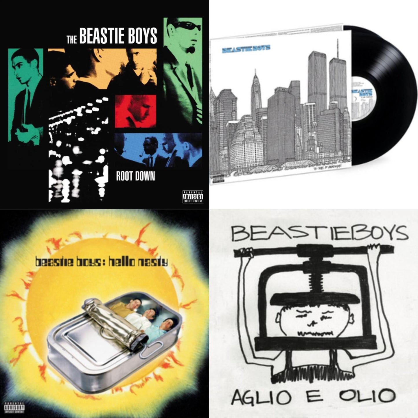 This is a 4 LP Vinyl SKU bundle.
1.This LP Vinyl is brand new.Format: LP VinylMusic Style: InstrumentalThis item's title is: Hello NastyArtist: Beastie BoysLabel: Grand RoyalBarcode: 5099969423918Release Date: 9/22/2009
2.This LP Vinyl is brand new.