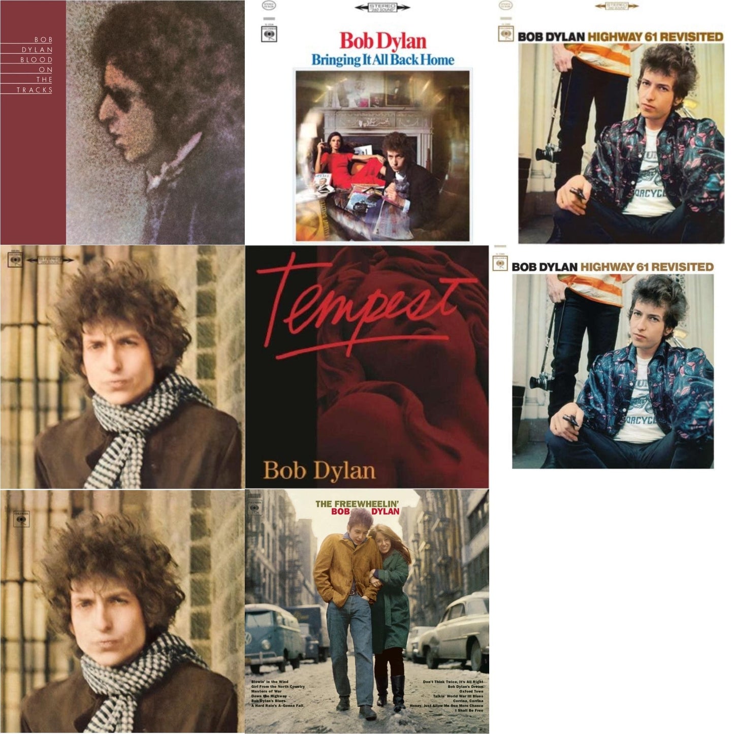 Blood On The Tracks (150G/Dl Insert) & Bringing It All Back Home & Highway 61 Revisited & Blonde On Blonde & Tempest (2LP/CD/180G/Gatefold) & Highway 61 Revisited & Blonde On Blonde & Freewheelin Bob Dylan (140G/Dl Code)