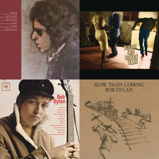 This is a 4 LP Vinyl SKU bundle.
1.This LP Vinyl is brand new.Format: LP VinylMusic Style: Folk RockThis item's title is: Blood On The Tracks (150G/Dl Insert)Artist: Bob DylanLabel: LEGACY/ COLUMBIABarcode: 190759506615Release Date: 6/28/2019
2.This LP Vinyl is brand new.