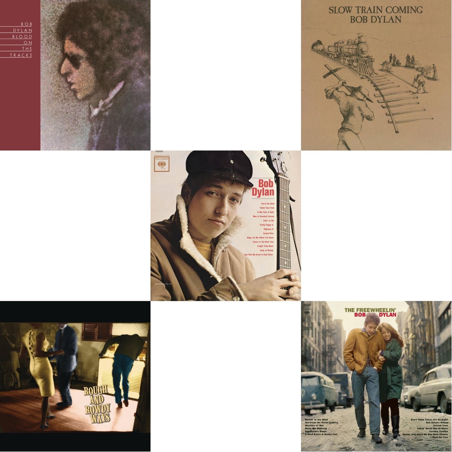 Blood On The Tracks (150G/Dl Insert) & Rough & Rowdy Ways (2LP/180G/Dl Card) & Bob Dylan (Mono) & Slow Train Coming (150G/Dl Card) & Freewheelin Bob Dylan (140G/Dl Code)