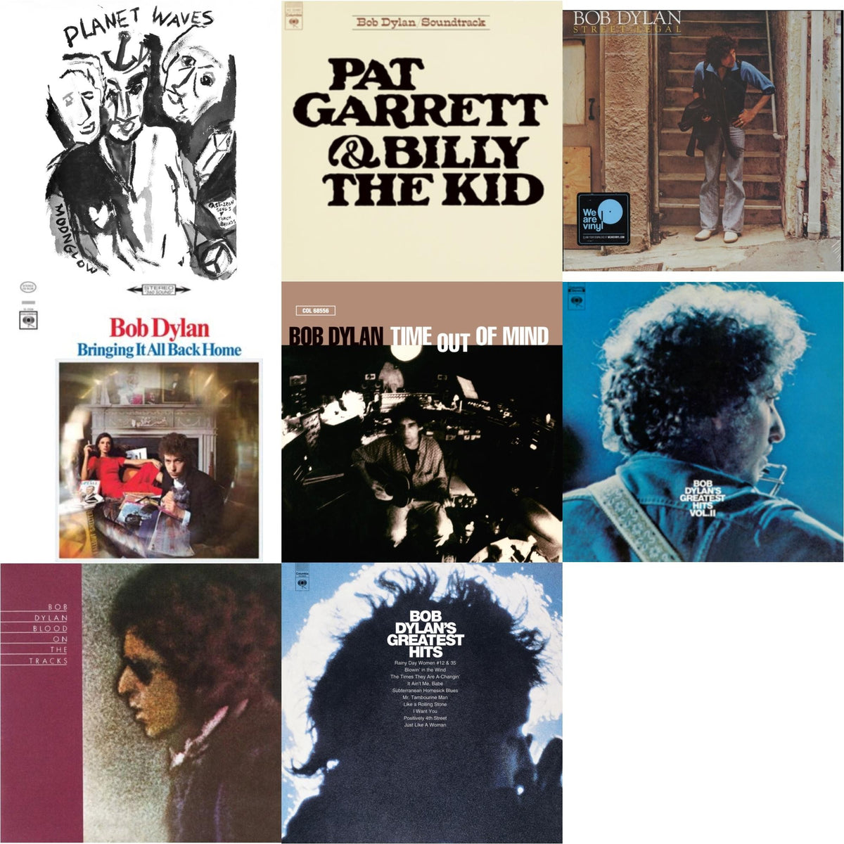 Planet Waves (150G LP Vinyl/Dl) & Pat Garrett & Billy The Kid (150G LP Vinyl/Dl) & Street-Legal (150G LP Vinyl/Dl) & Bringing It All Back Home & Time Out Of Mind (2LP) & Greatest Hits Vol. Ii (2LP) & Blood On The Tracks & Greatest Hits (150G/Dl Card)