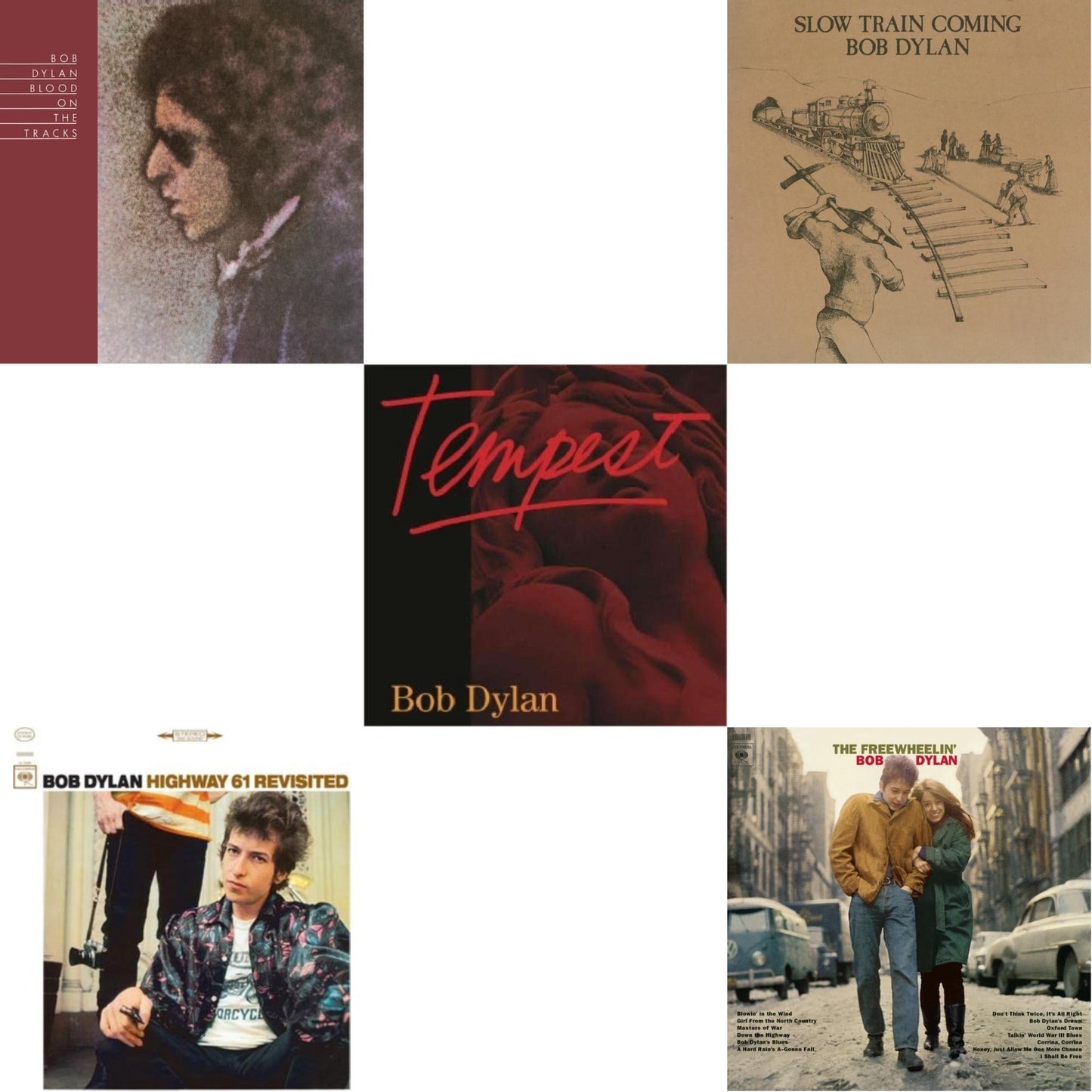 Blood On The Tracks (150G/Dl Insert) & Highway 61 Revisited & Tempest (2LP/CD/180G/Gatefold) & Slow Train Coming (150G/Dl Card) & Freewheelin Bob Dylan (140G/Dl Code)