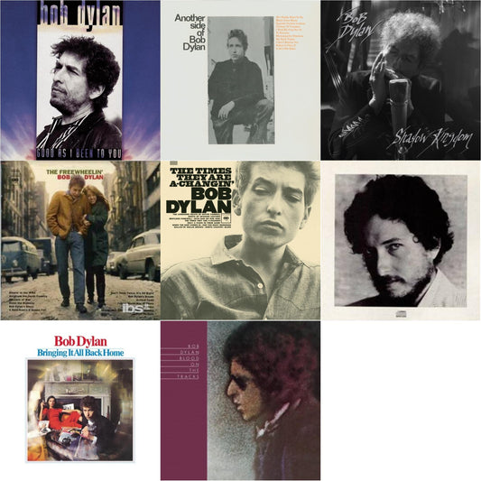 Shadow Kingdom & Freewheelin Bob Dylan & Blood On The Tracks & Bringing It All Back Home & Times They Are A-Changin & New Morning & Good As I Been To You & Another Side Of Bob Dylan