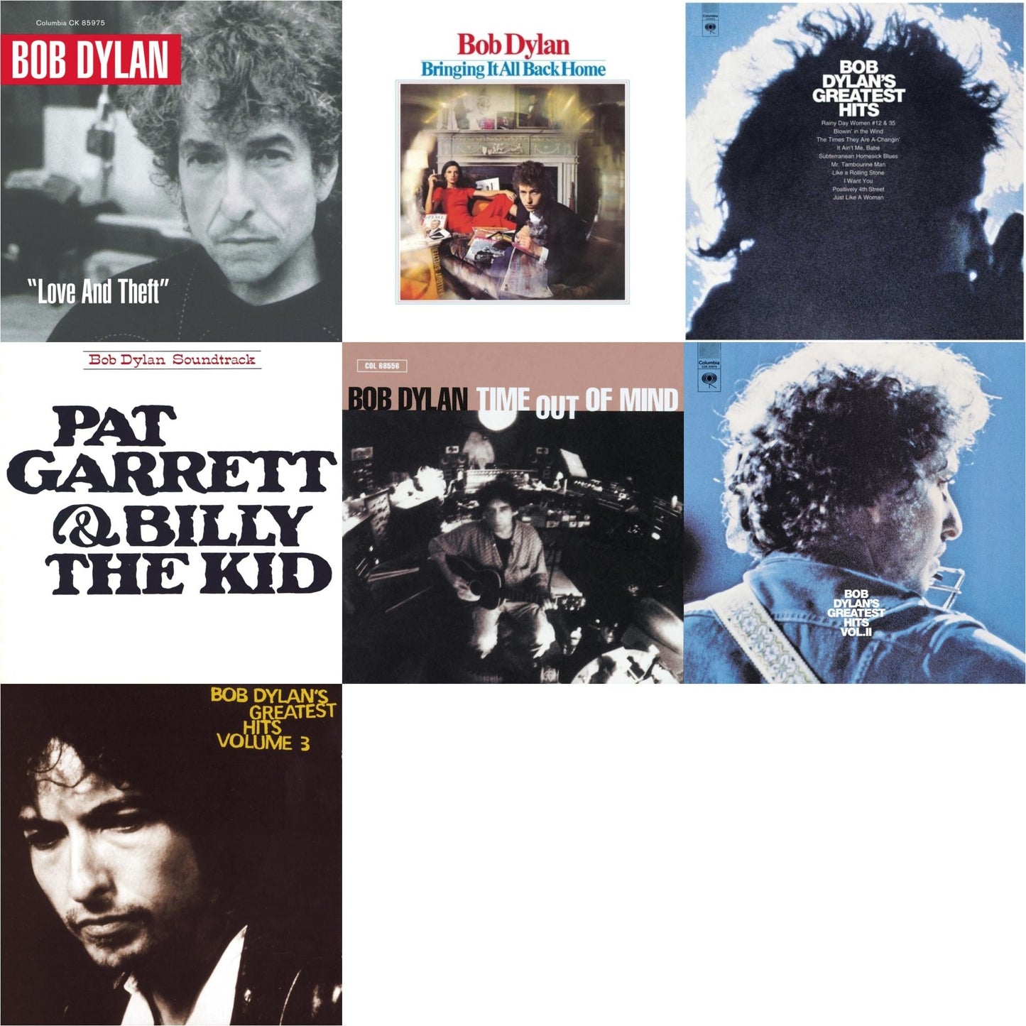 Greatest Hits Vol.1 & Greatest Hits Vol.2 & Time Out Of Mind & Bringing It All Back Home & Pat Garrett & Billy The Kid & Greatest Hits Vol.3 & Love & Theft