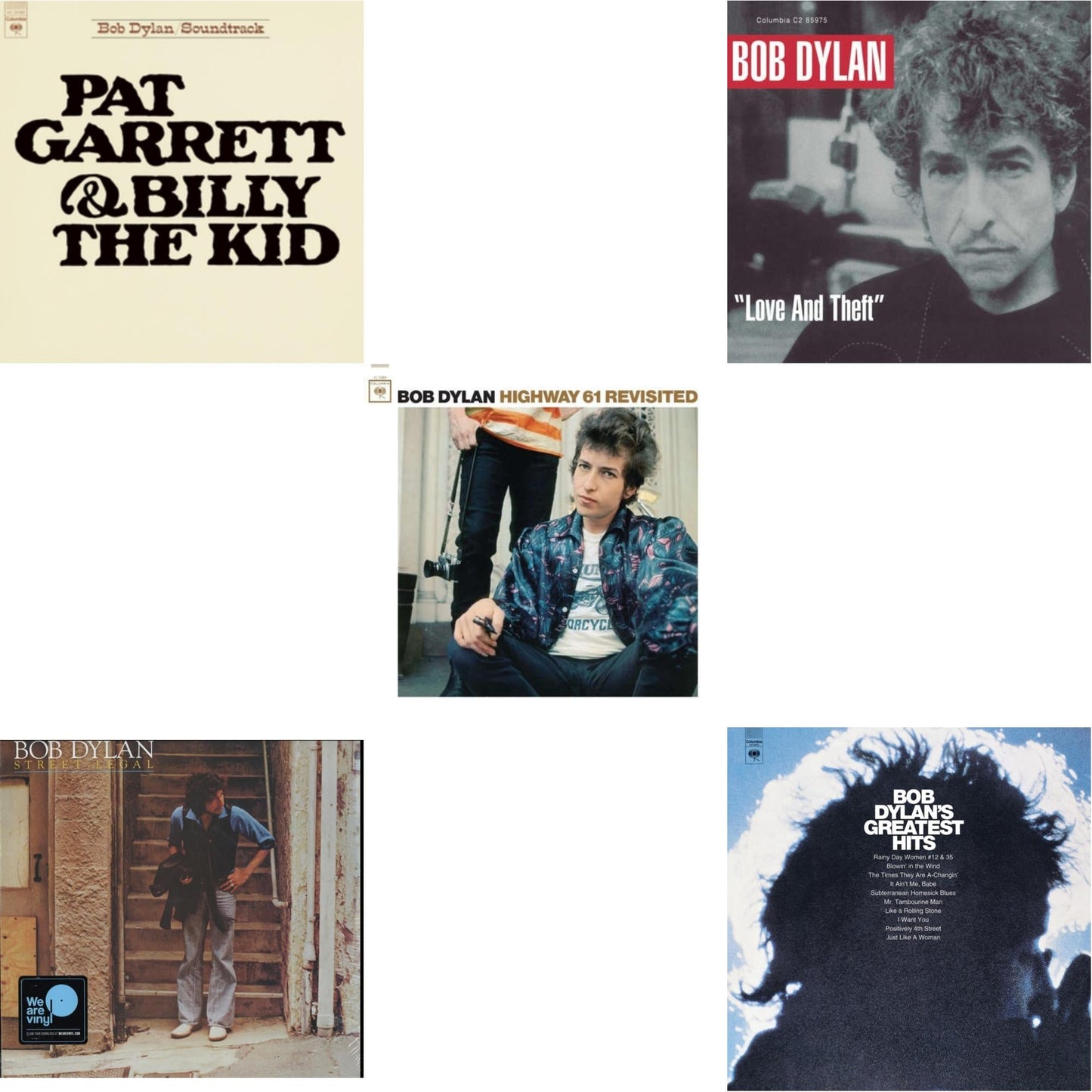 Pat Garrett & Billy The Kid (150G LP Vinyl/Dl) & Street-Legal (150G LP Vinyl/Dl) & Highway 61 Revisited & Love And Theft (2LP/150G/Dl Card) & Greatest Hits (150G/Dl Card)