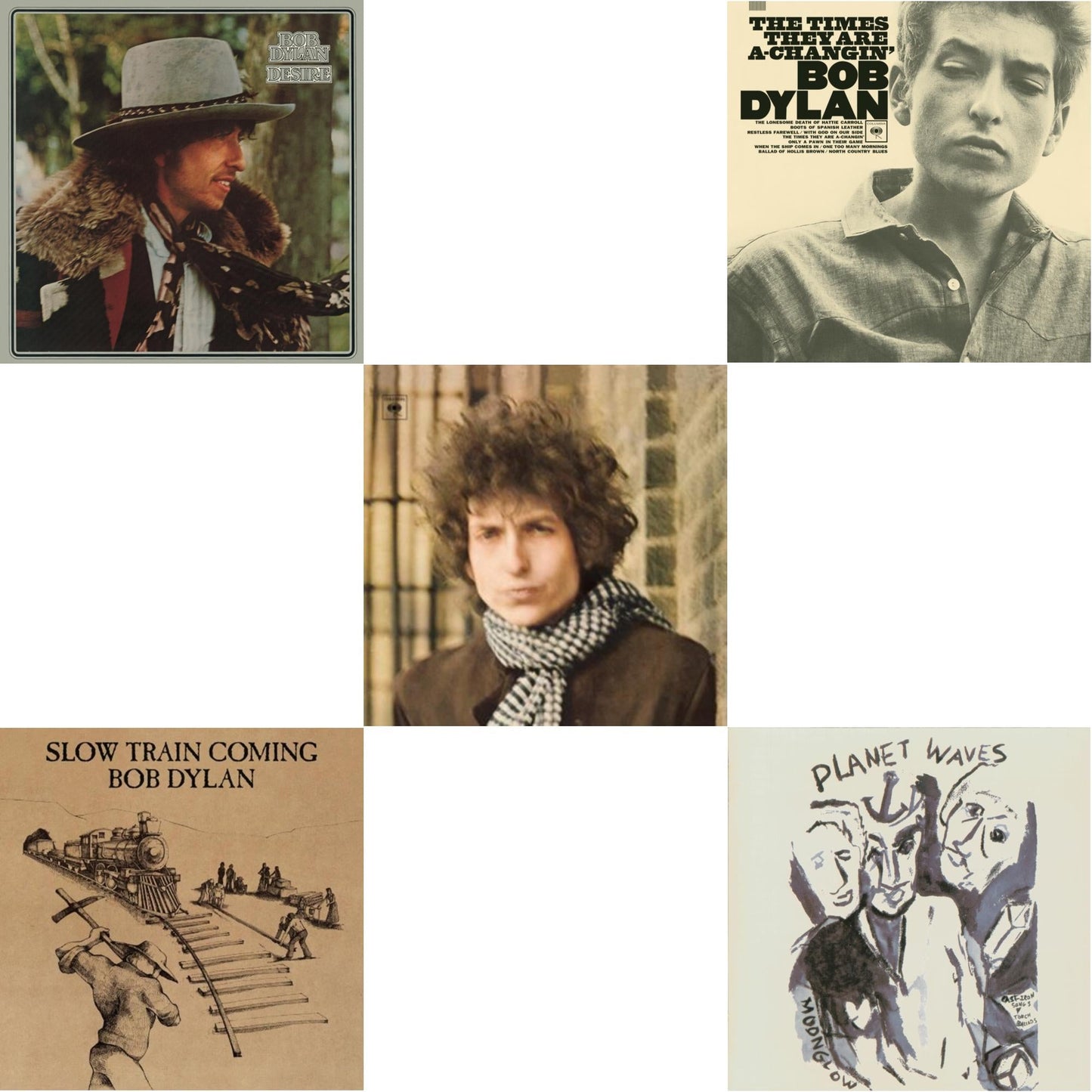 Desire & Slow Train Coming & Blonde On Blonde & Times They Are A-Changin & Planet Waves