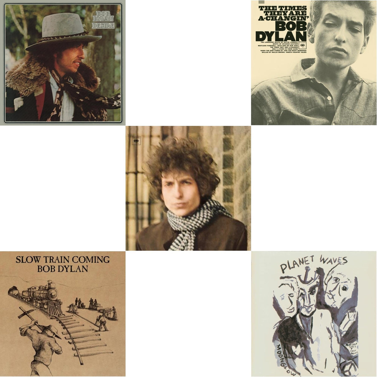 Desire & Slow Train Coming & Blonde On Blonde & Times They Are A-Changin & Planet Waves